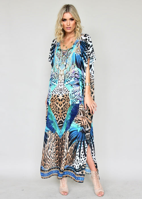 Marrakesh Maxi Kaftan - Turquoise Summer