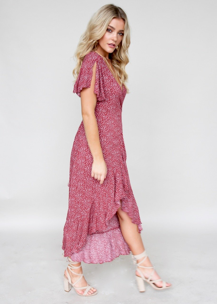 In The Loop Wrap Dress - Red Daisy