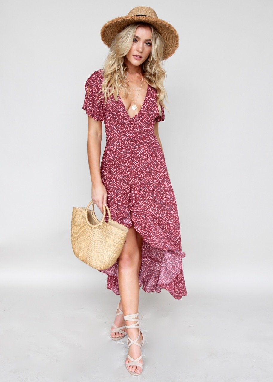 In The Loop Wrap Dress - Red Daisy