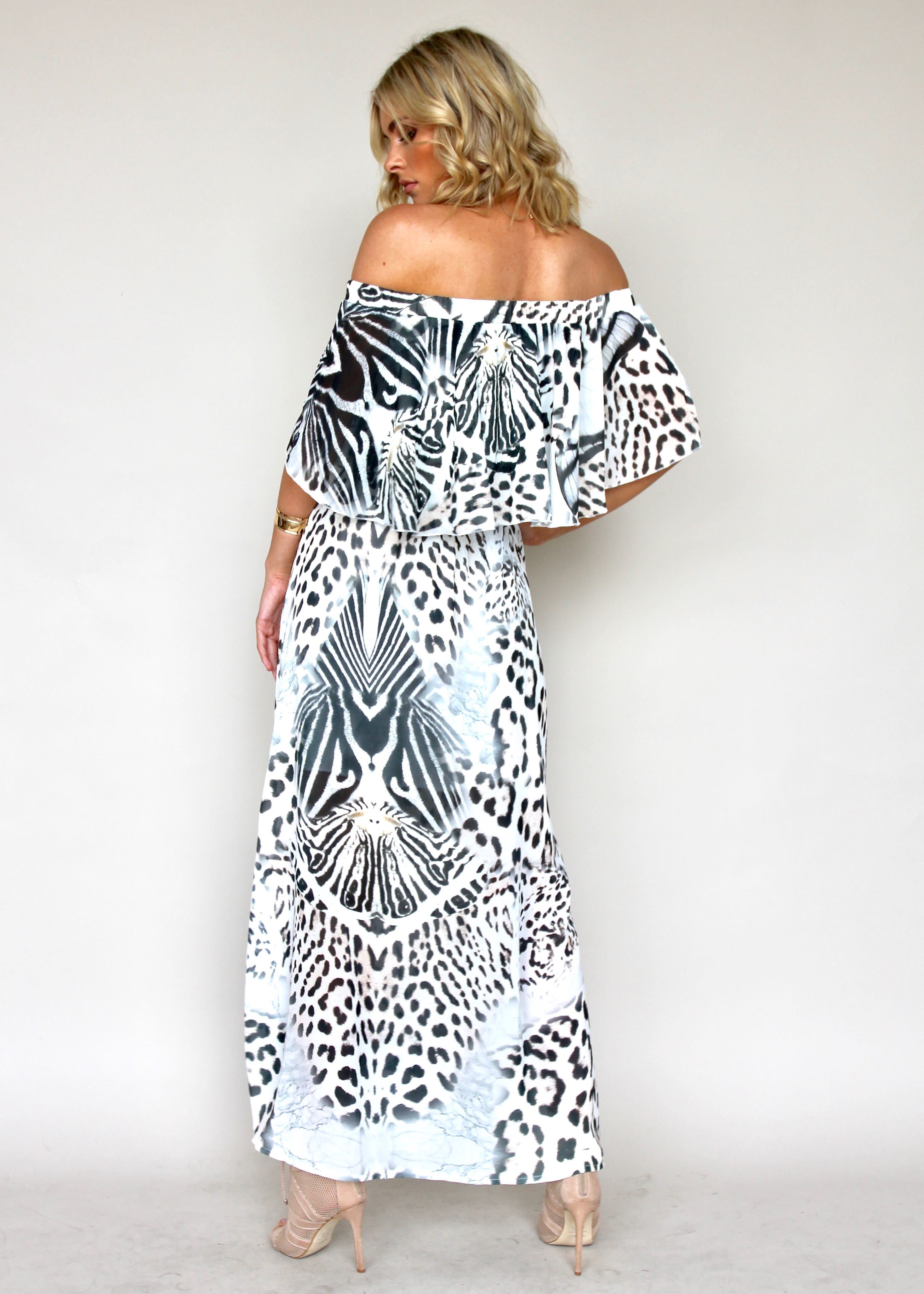 Night Sky Off Shoulder Maxi Dress - In The Wild