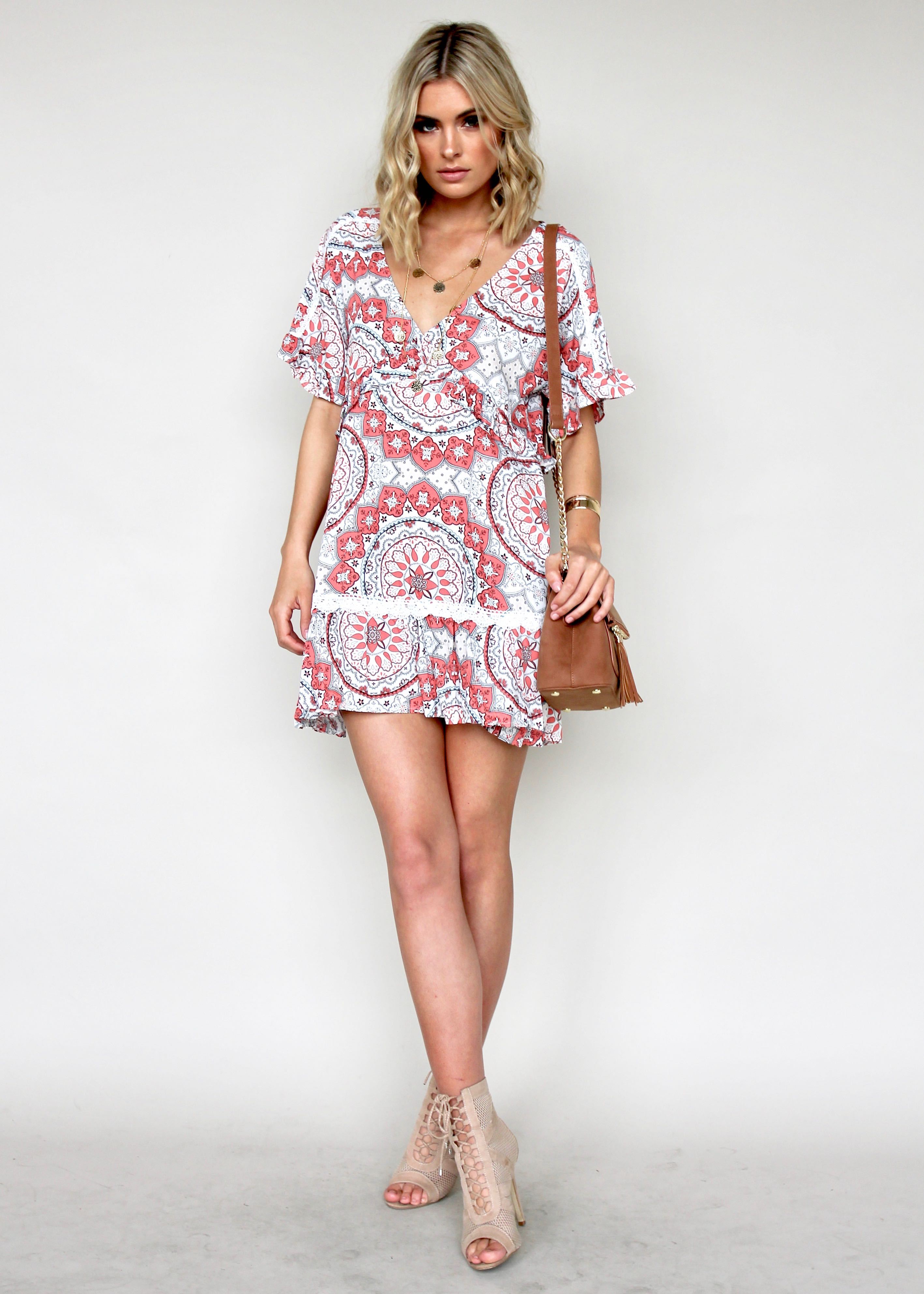 Inner Circle Tunic Dress - Coral