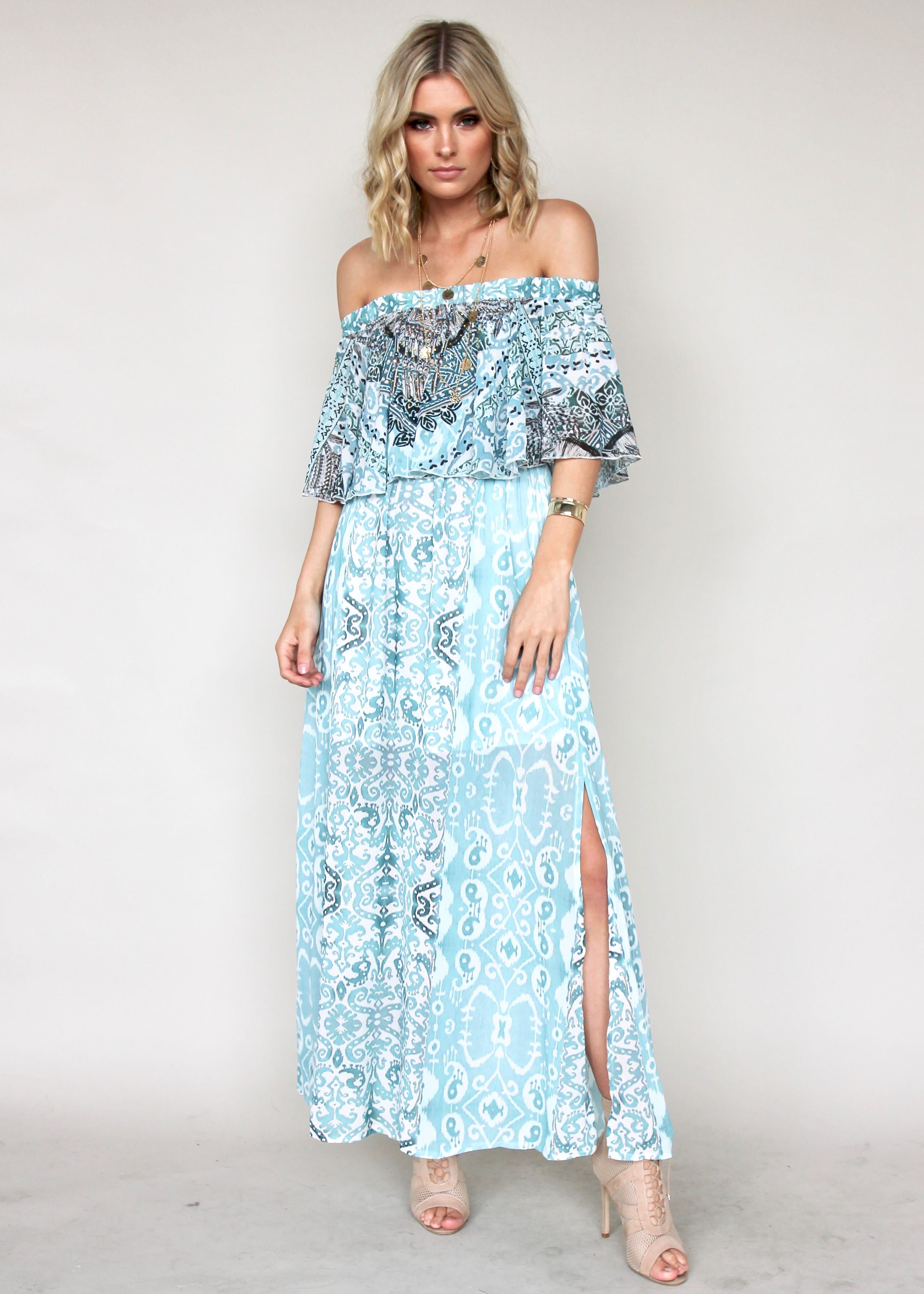Night Sky Off Shoulder Dress - Oasis