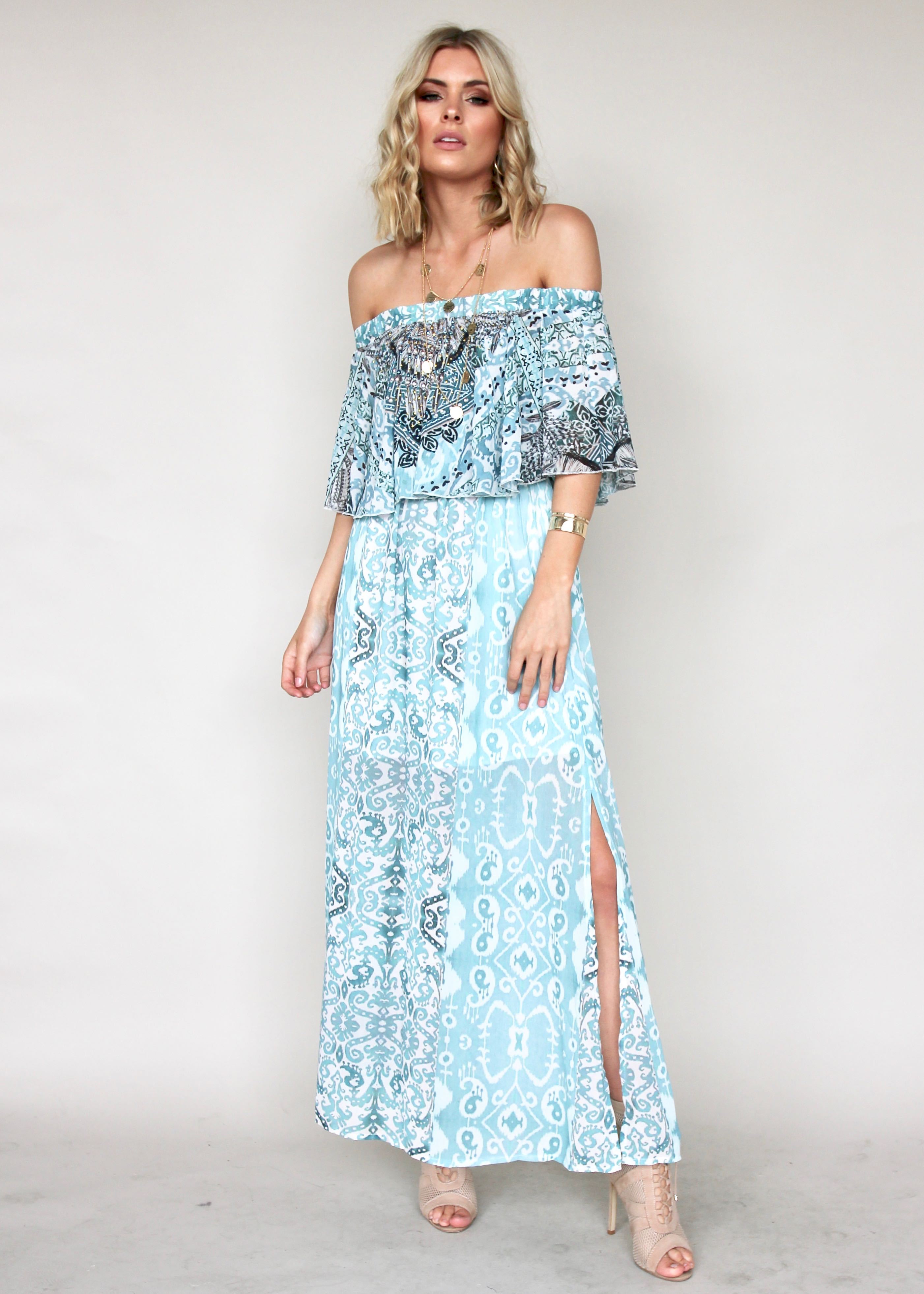 Night Sky Off Shoulder Dress - Oasis