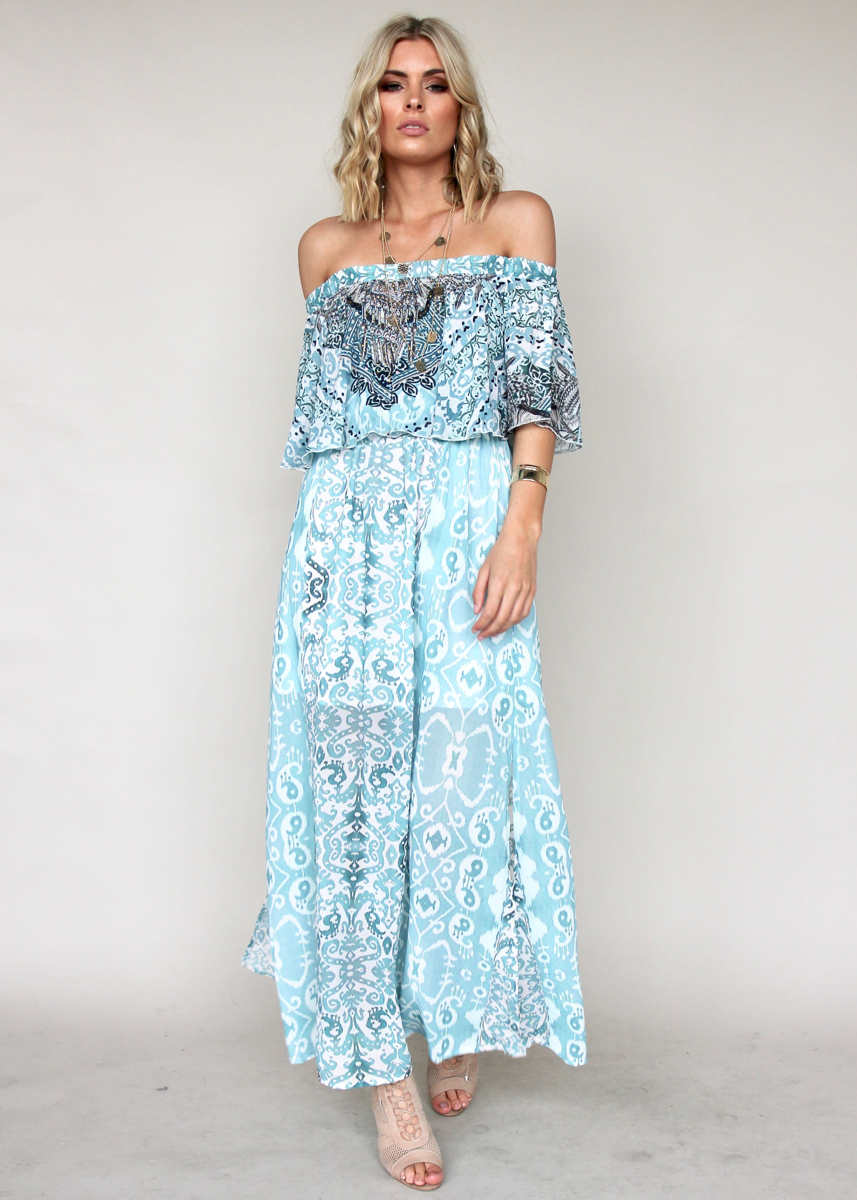 Night Sky Off Shoulder Dress - Oasis