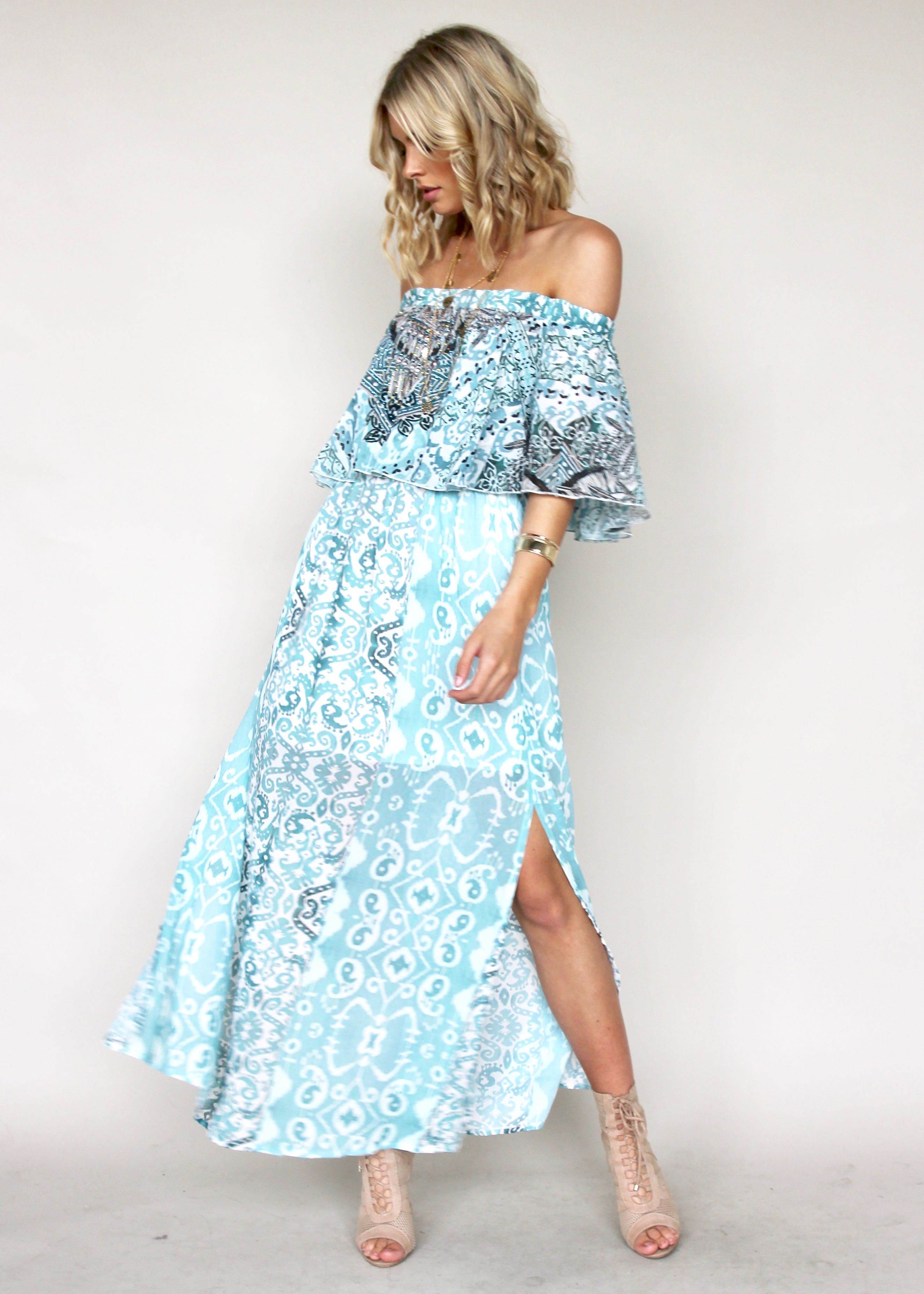 Night Sky Off Shoulder Dress - Oasis