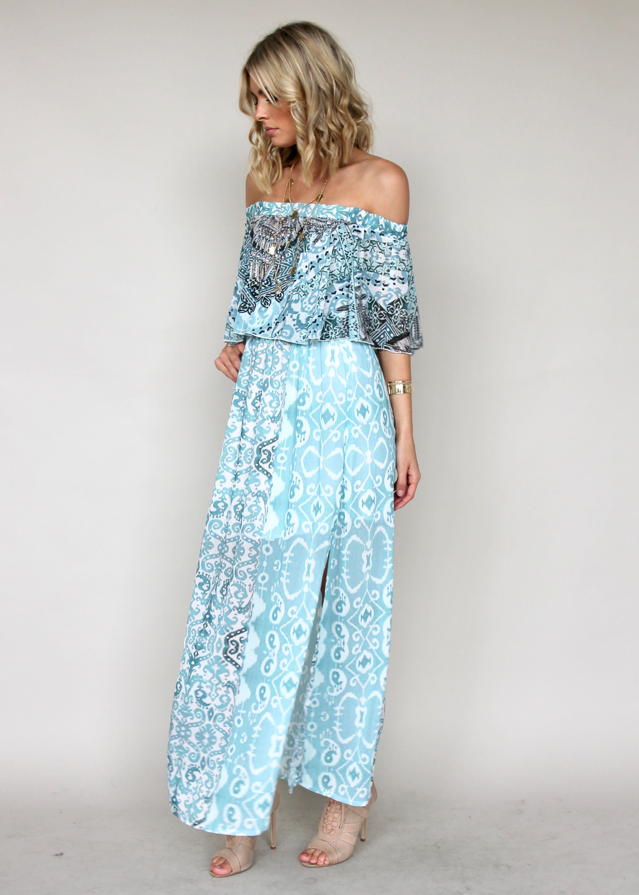 Night Sky Off Shoulder Dress - Oasis