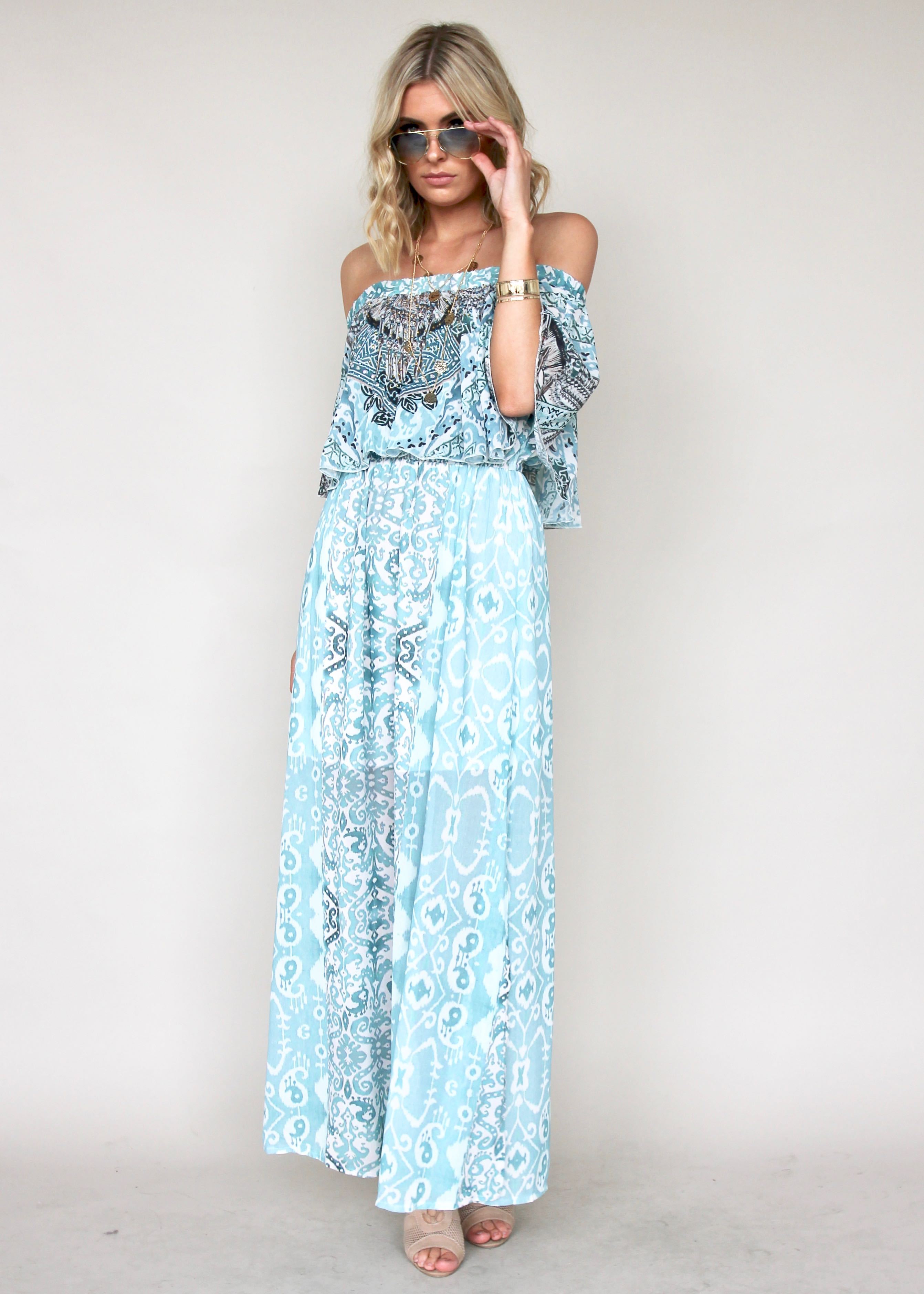 Night Sky Off Shoulder Dress - Oasis