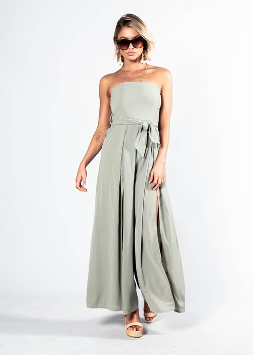Guilt Free Strapless Pantsuit - Khaki