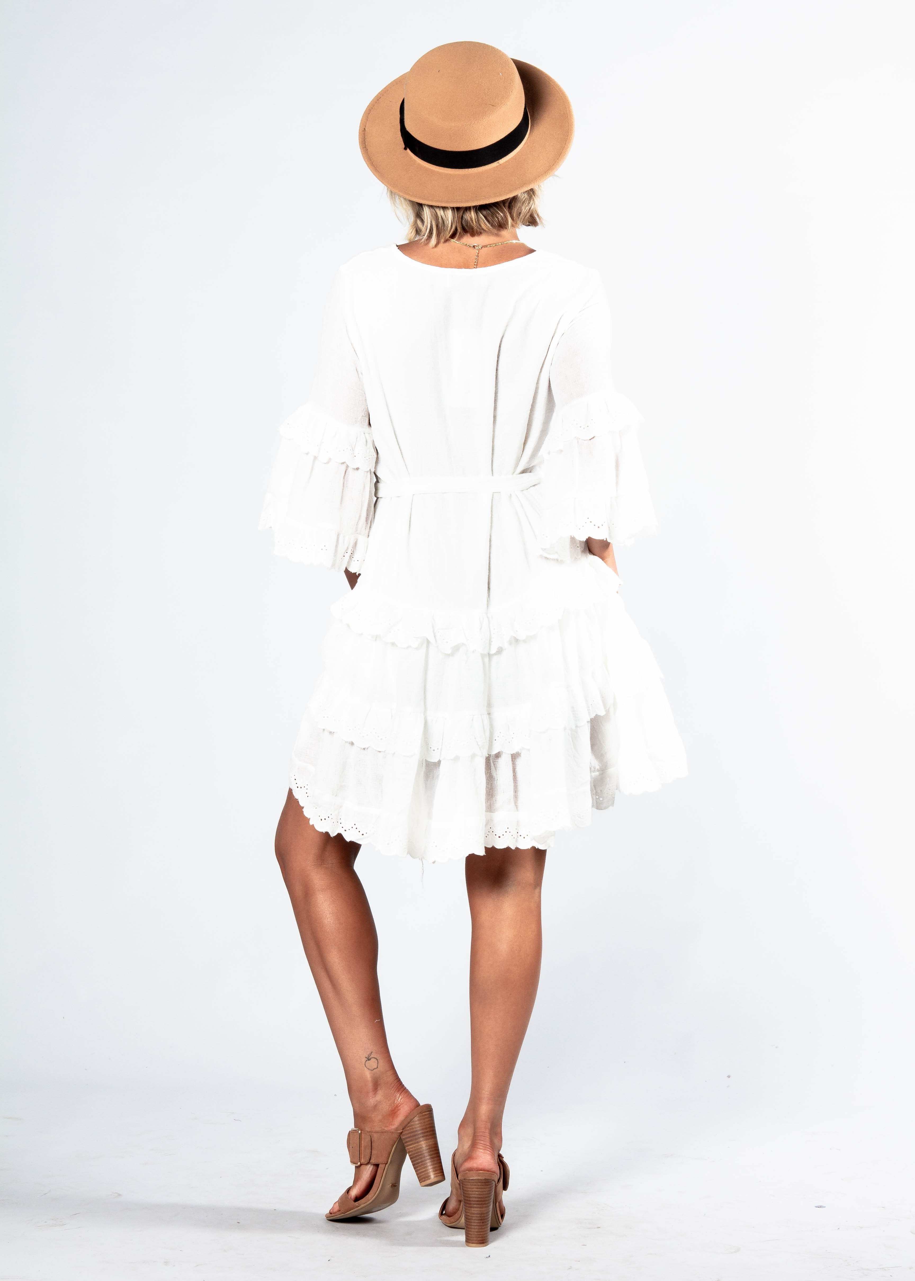 Abigail Swing Dress w/ Tie - White