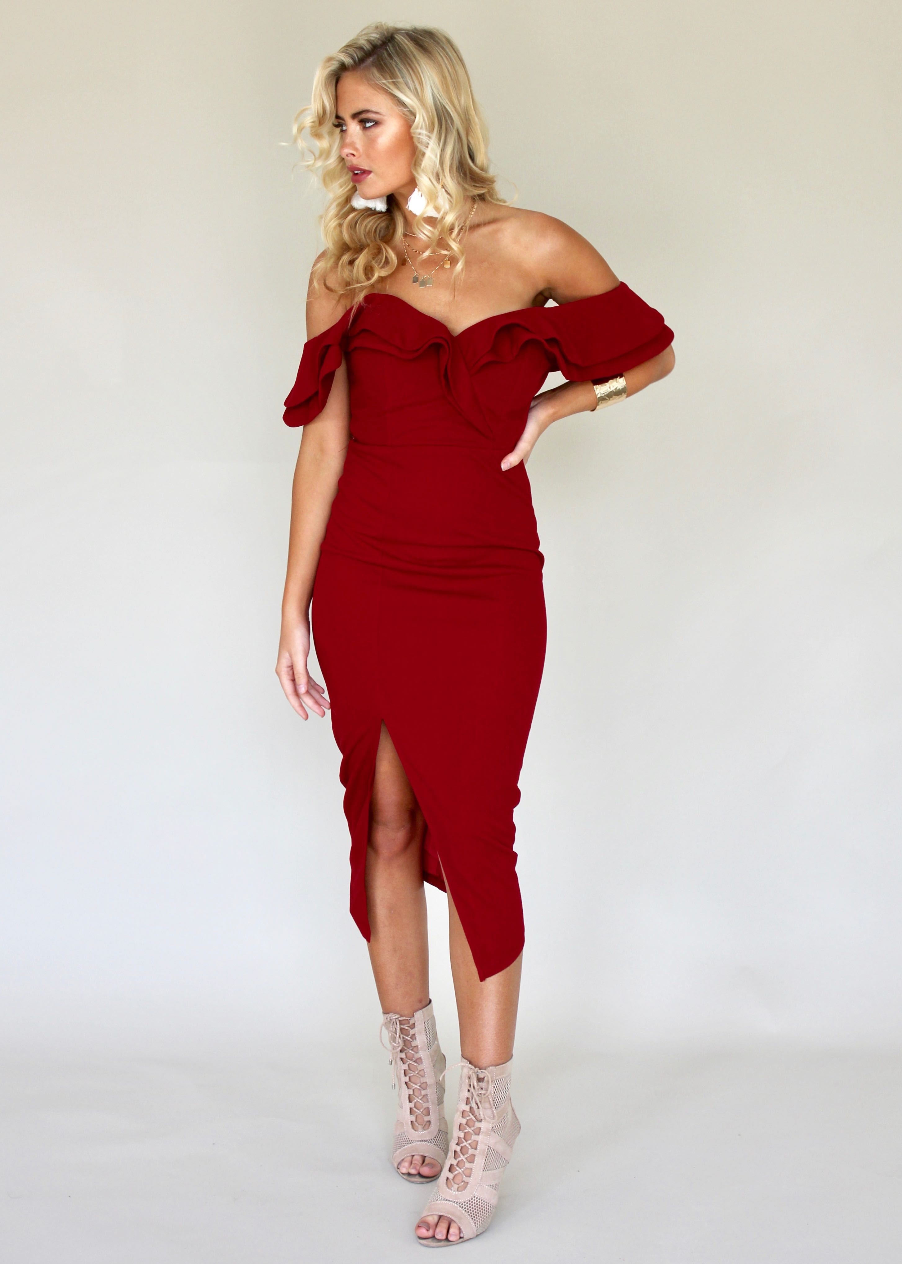 Flower Market Midi Dress - Crimson