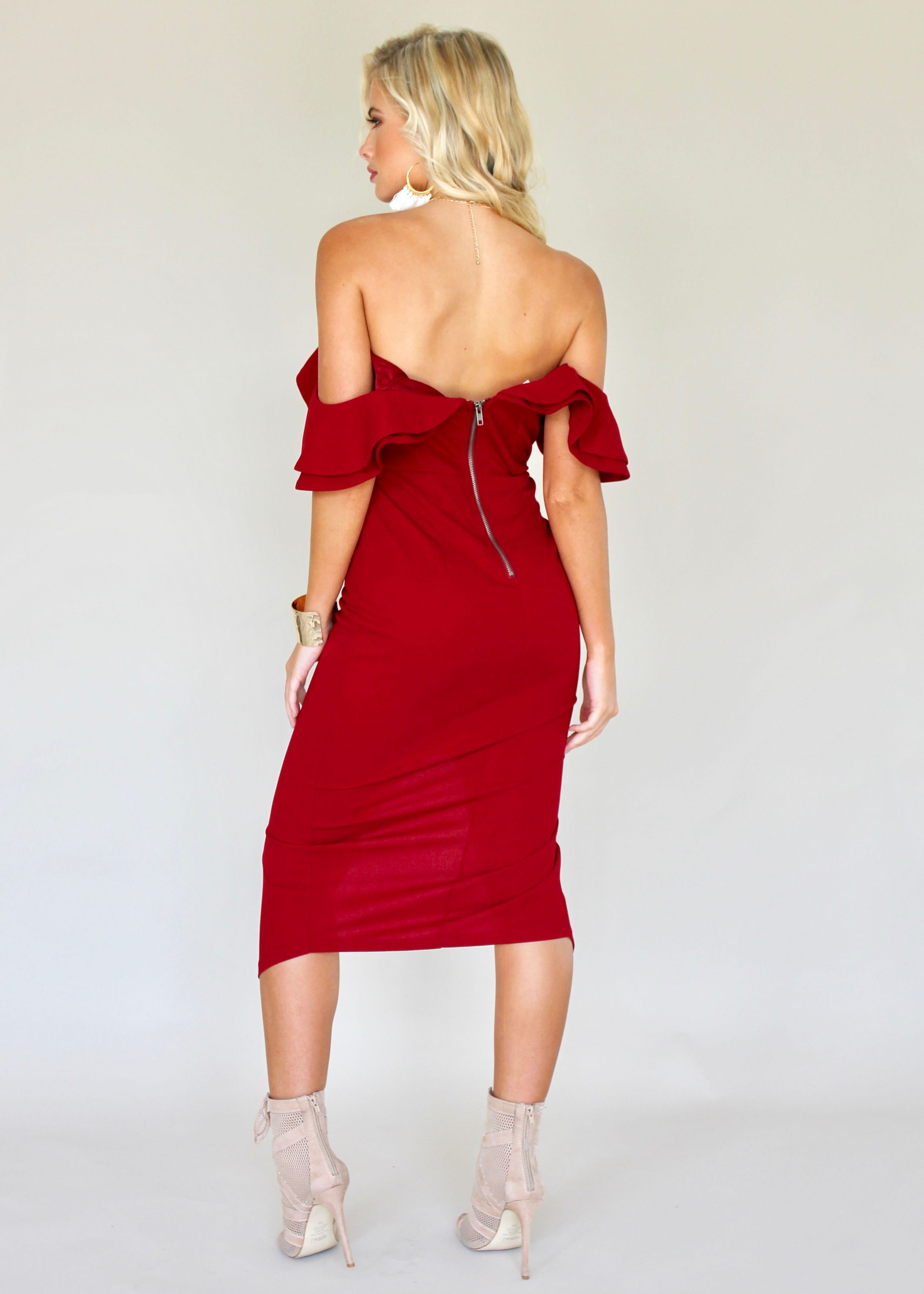 Flower Market Midi Dress - Crimson