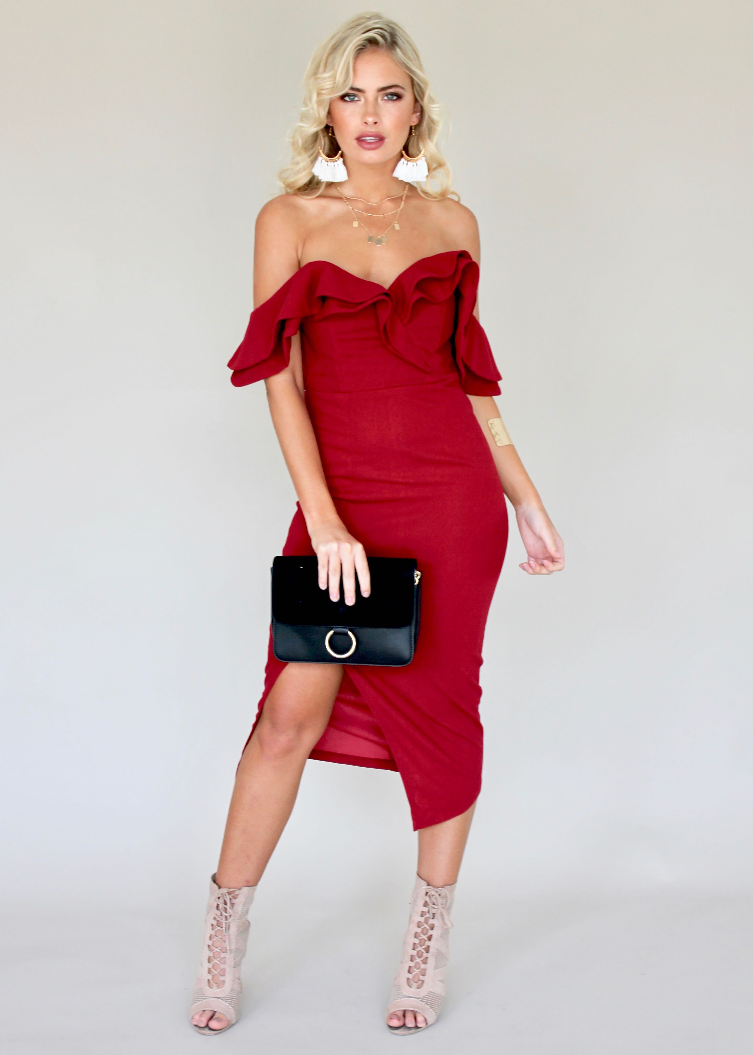 Flower Market Midi Dress - Crimson
