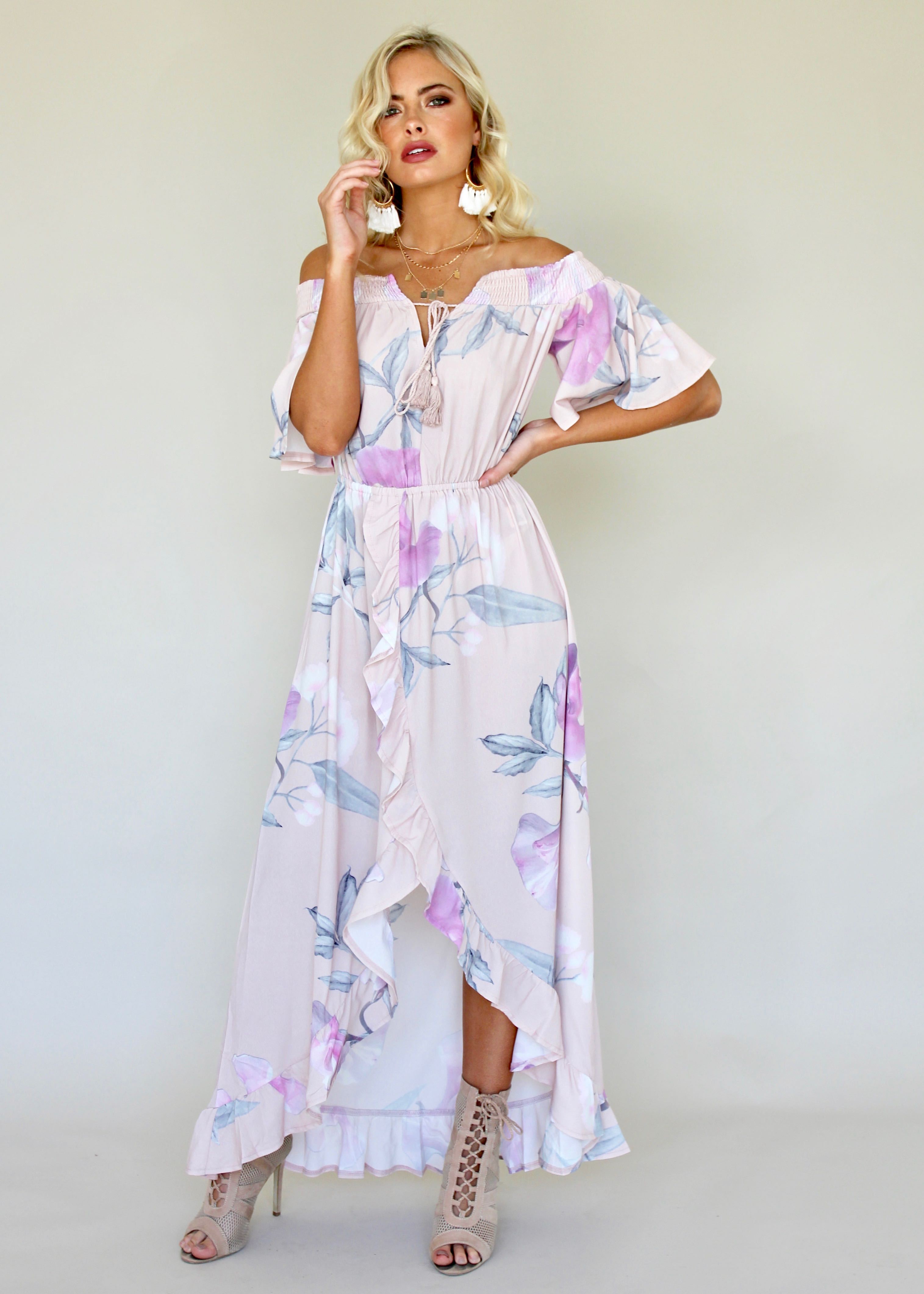 La Venus Off Shoulder Maxi Dress - Blossom