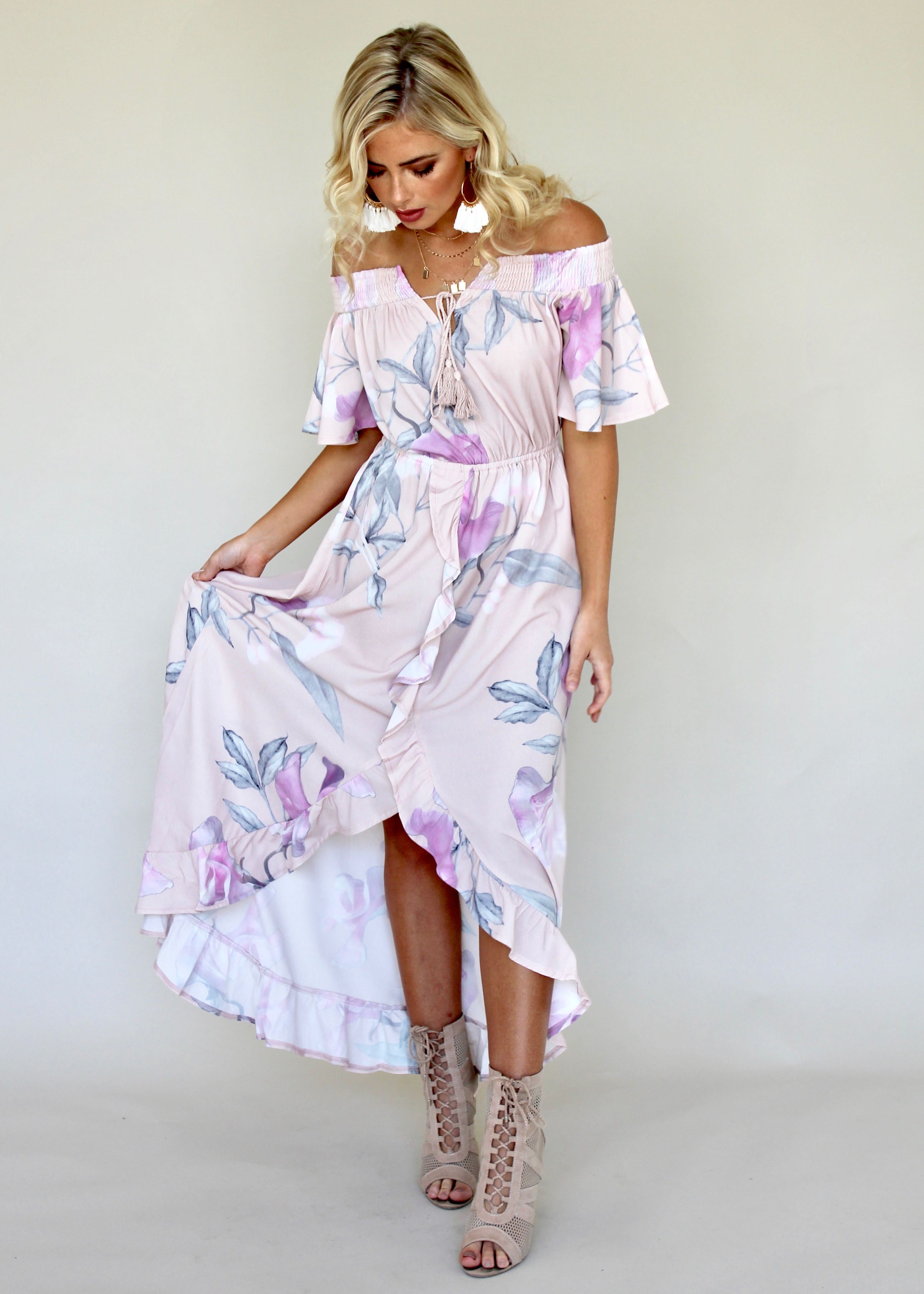 La Venus Off Shoulder Maxi Dress - Blossom