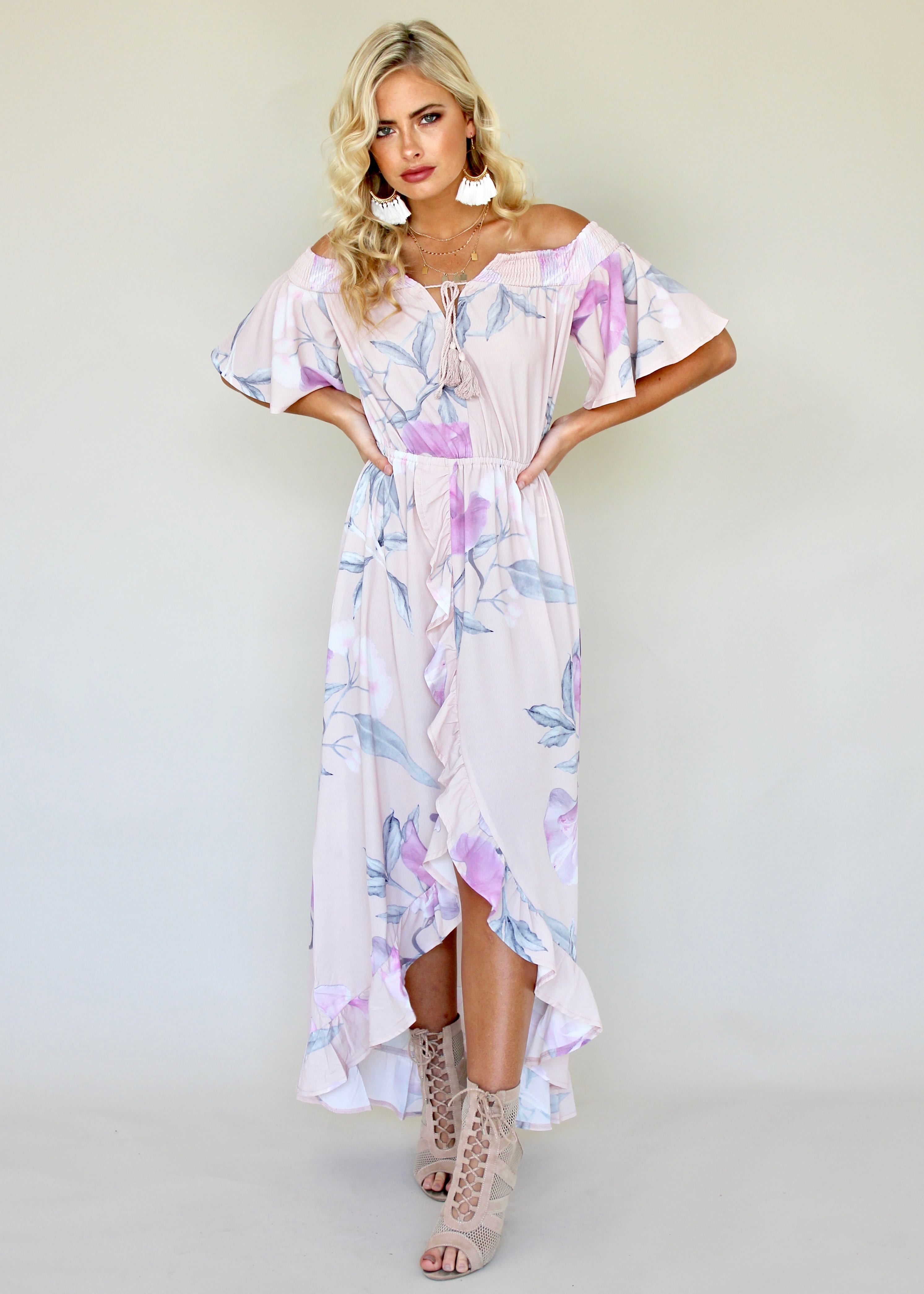 La Venus Off Shoulder Maxi Dress - Blossom