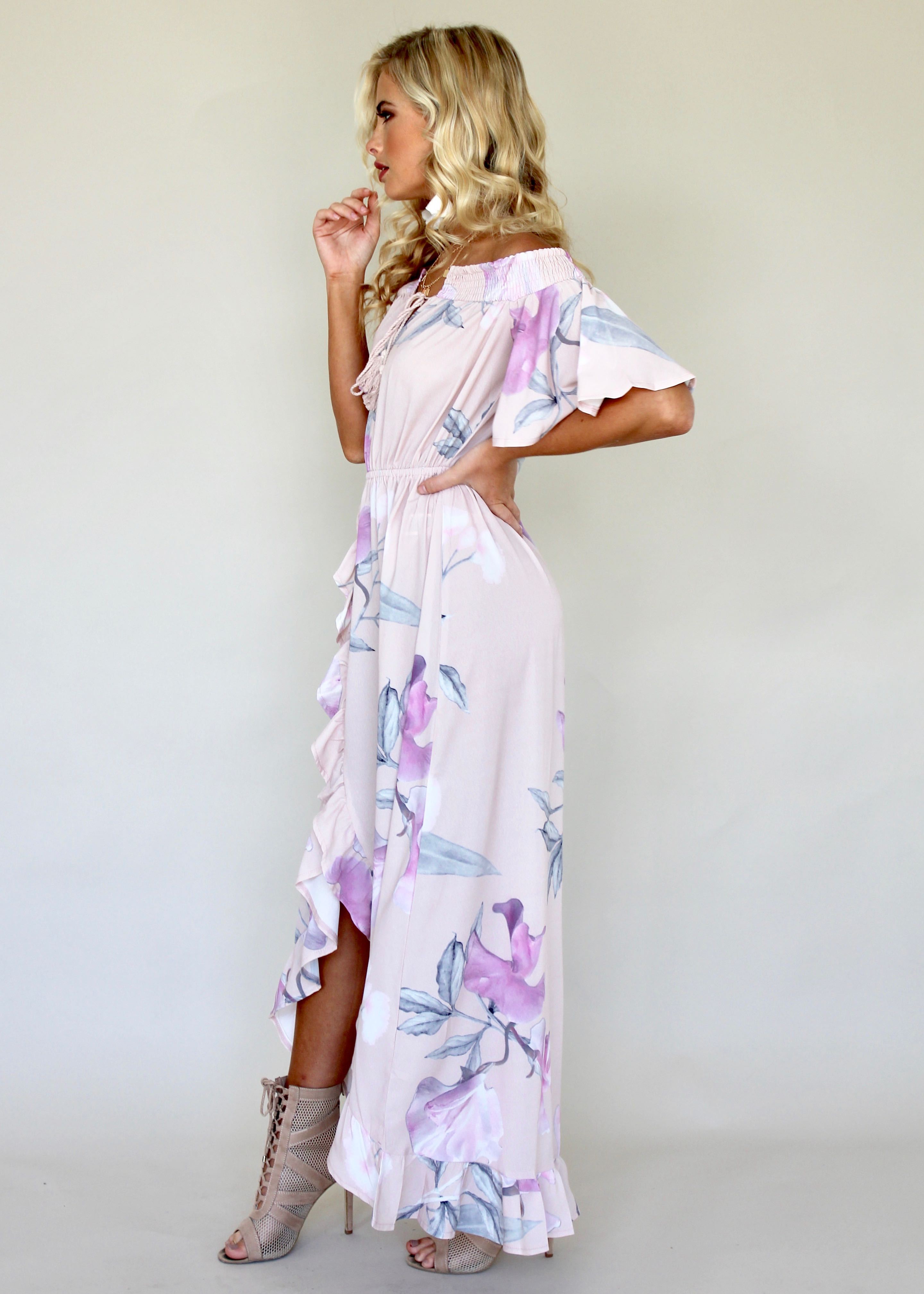 La Venus Off Shoulder Maxi Dress - Blossom