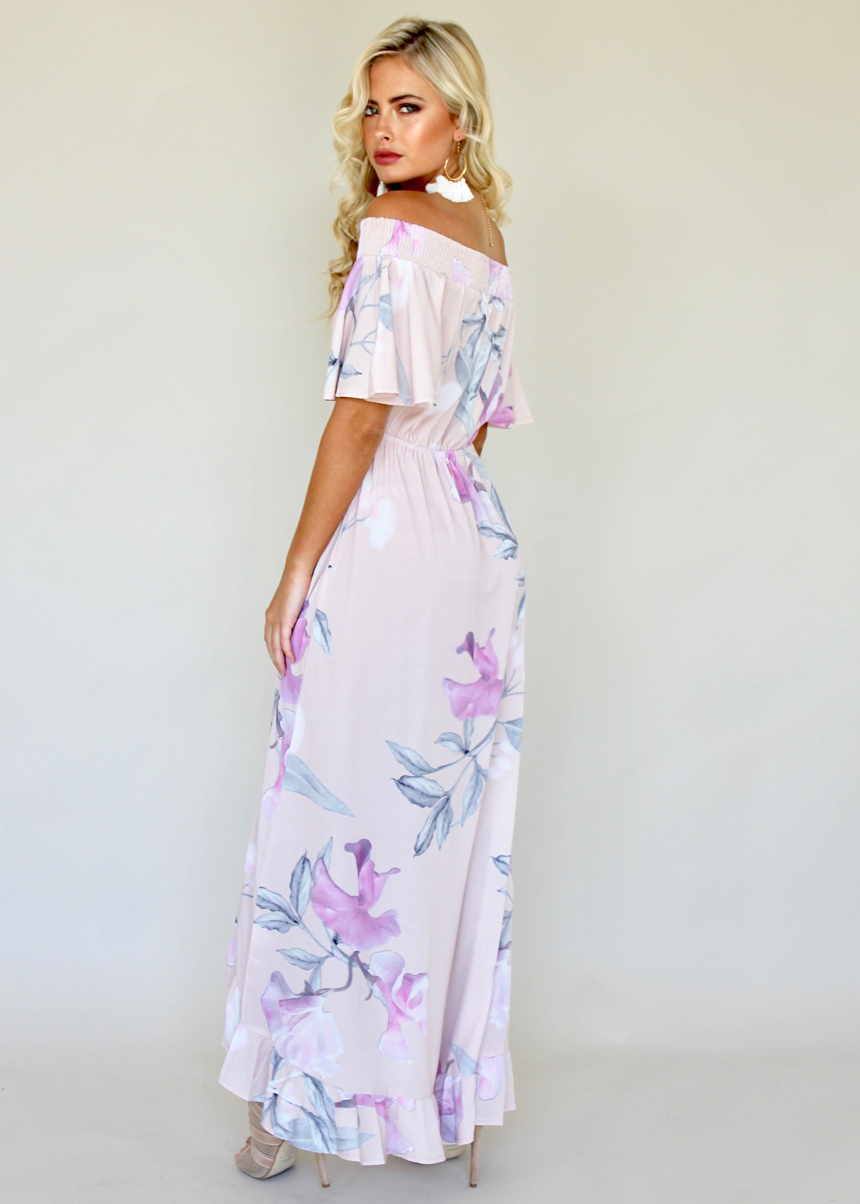 La Venus Off Shoulder Maxi Dress - Blossom