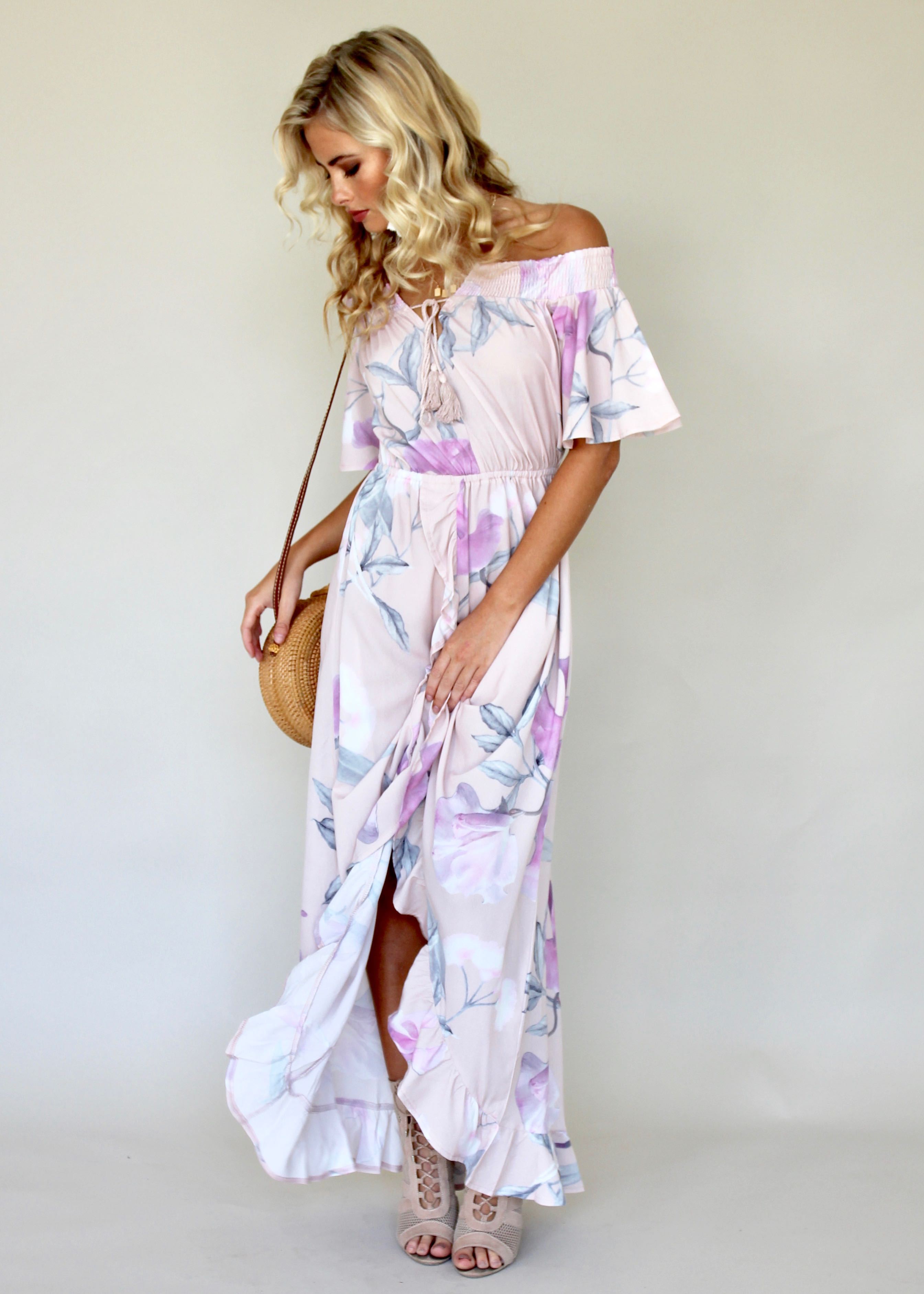 La Venus Off Shoulder Maxi Dress - Blossom
