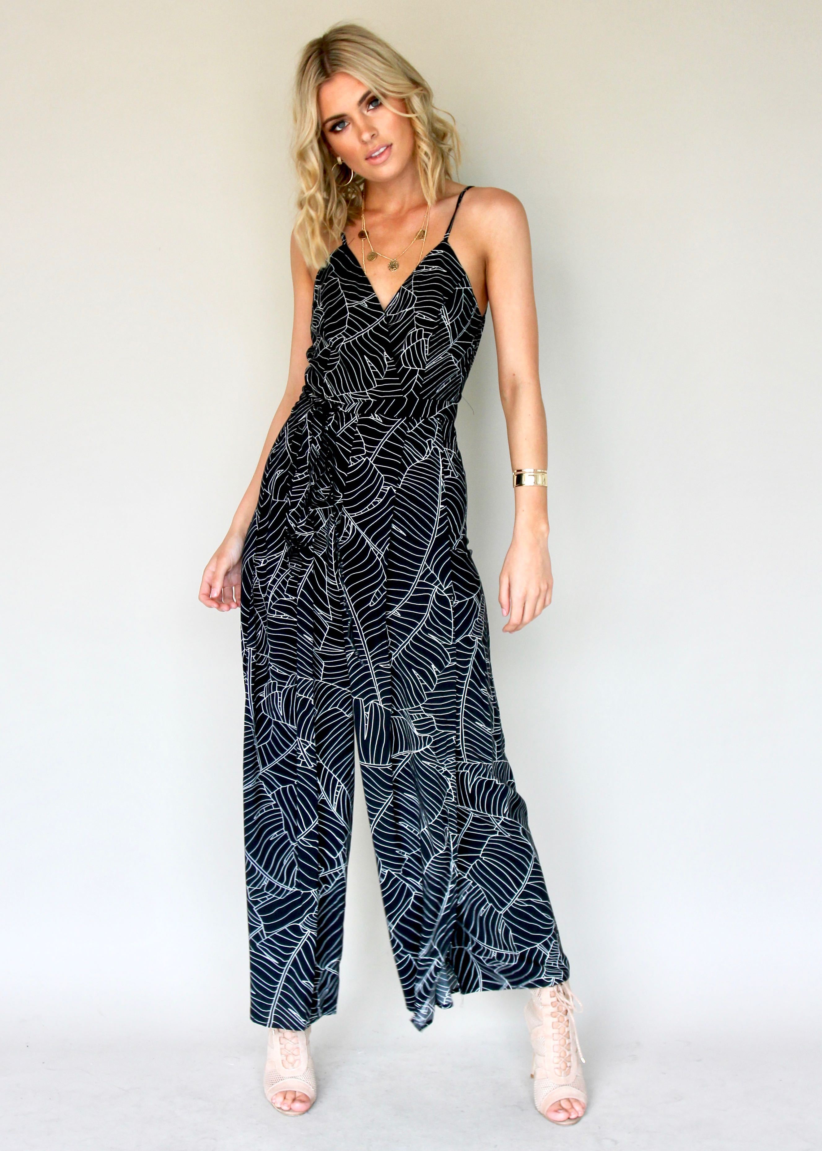 Take A Leap Pantsuit - Black/White