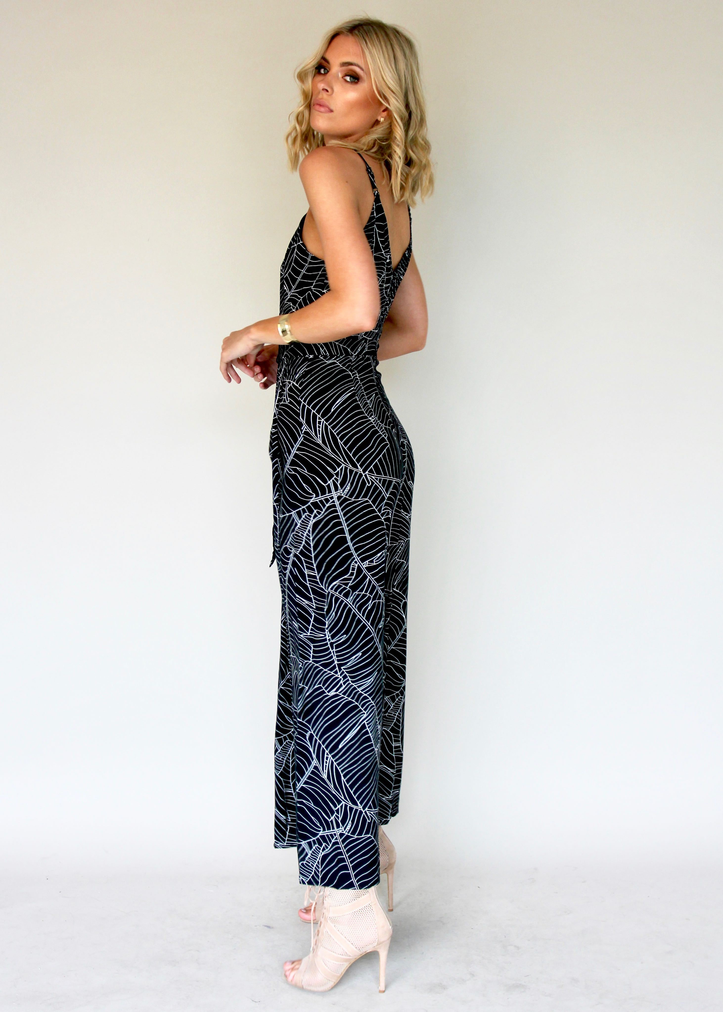 Take A Leap Pantsuit - Black/White