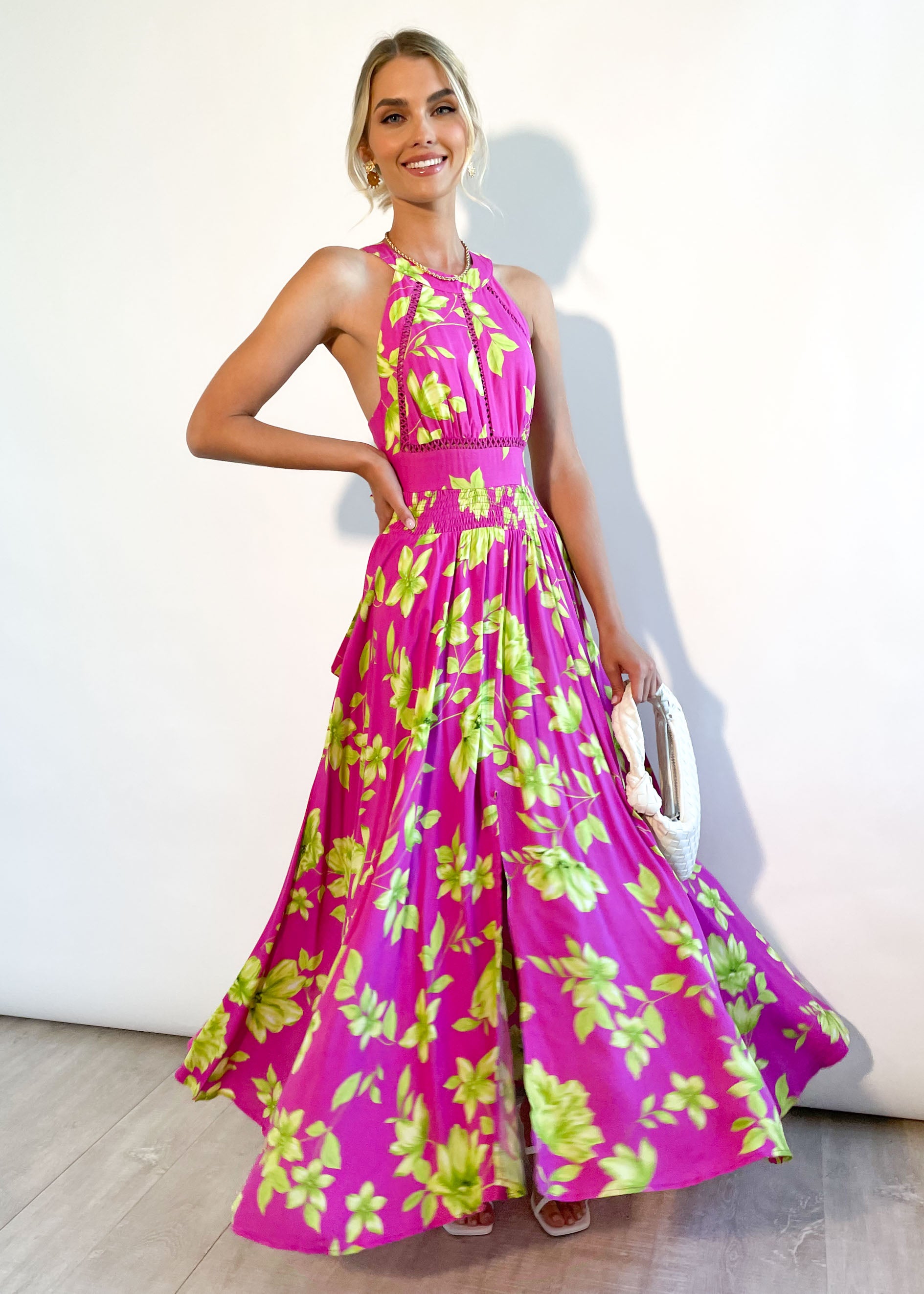 Delorce Maxi Dress - Magenta Floral