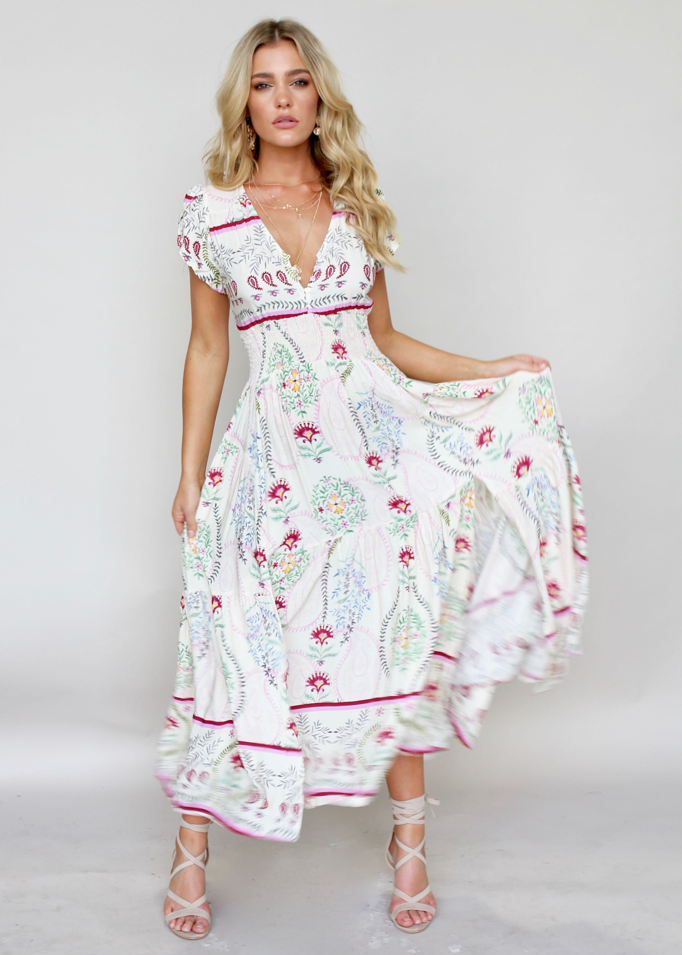 Gabriella Maxi Dress - Champagne Flowers