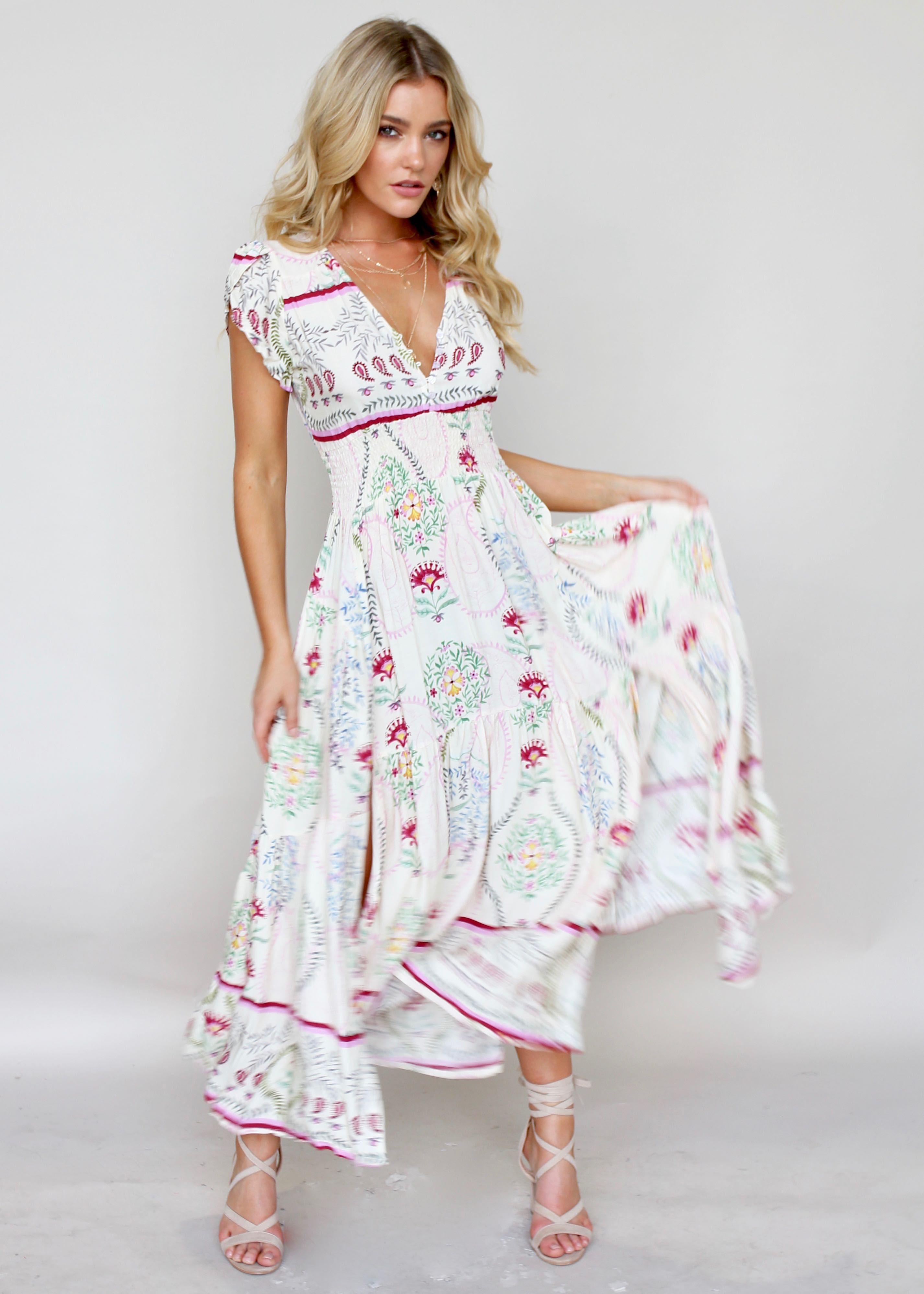 Gabriella Maxi Dress - Champagne Flowers