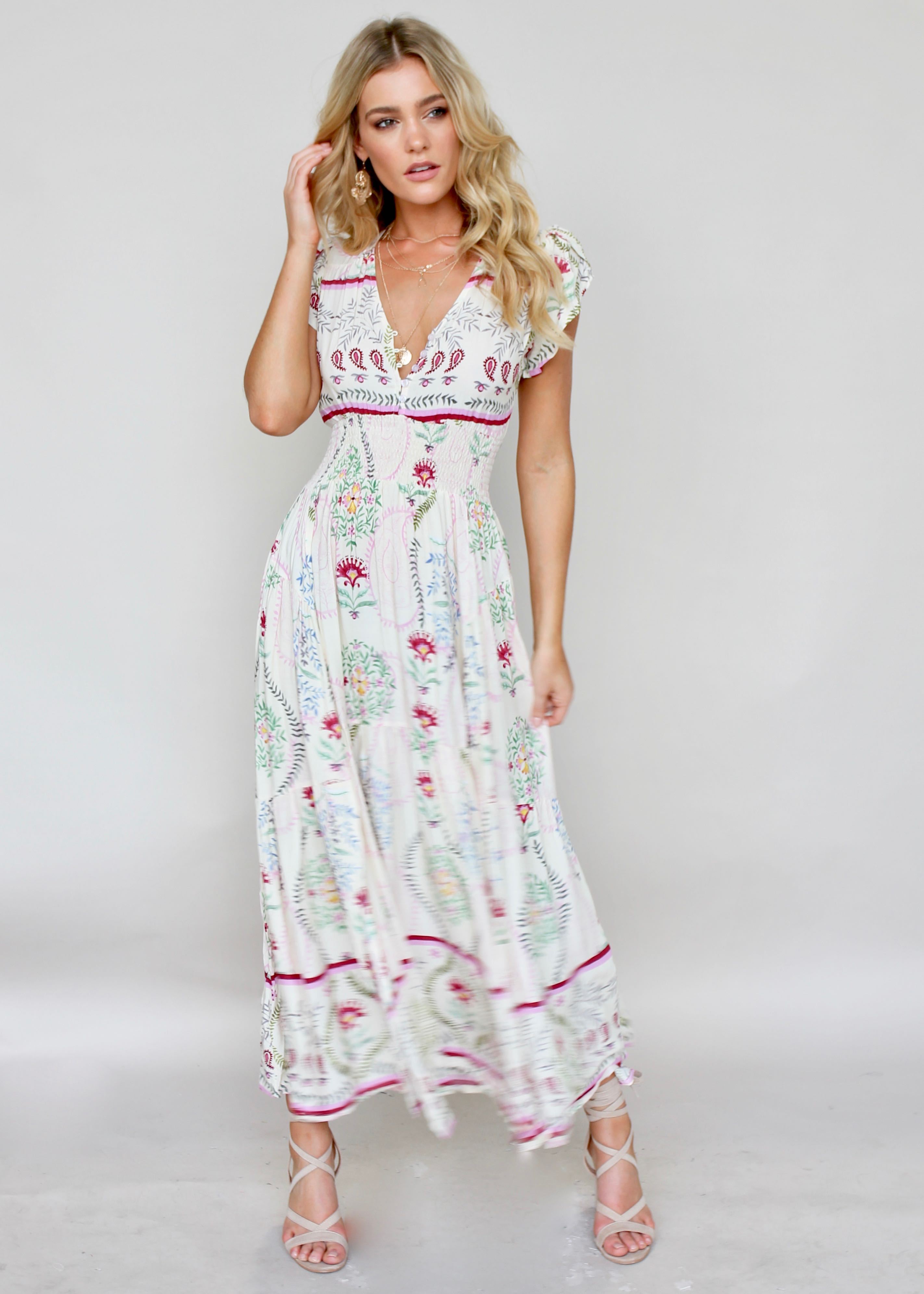 Gabriella Maxi Dress - Champagne Flowers