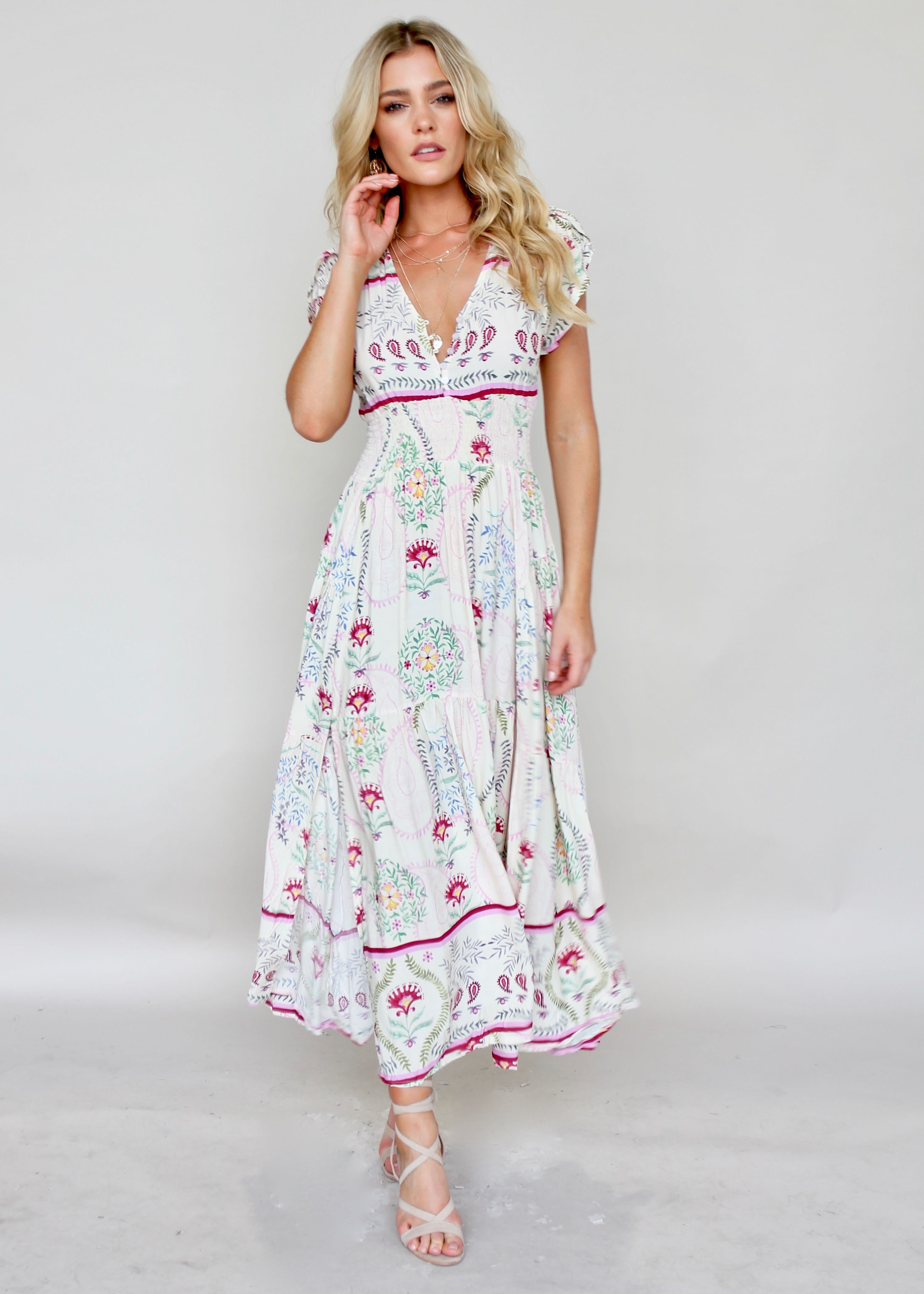 Gabriella Maxi Dress - Champagne Flowers