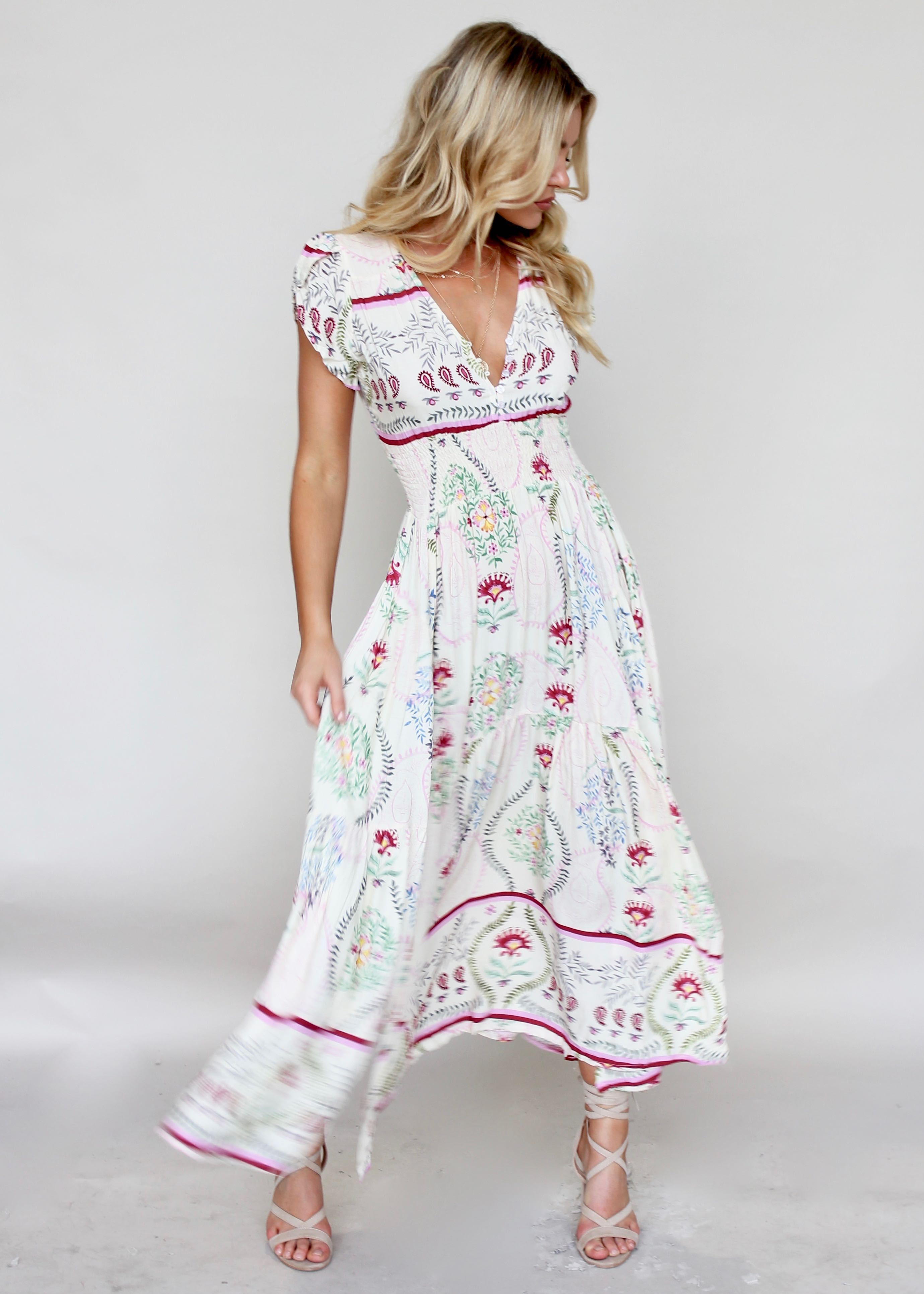 Gabriella Maxi Dress - Champagne Flowers