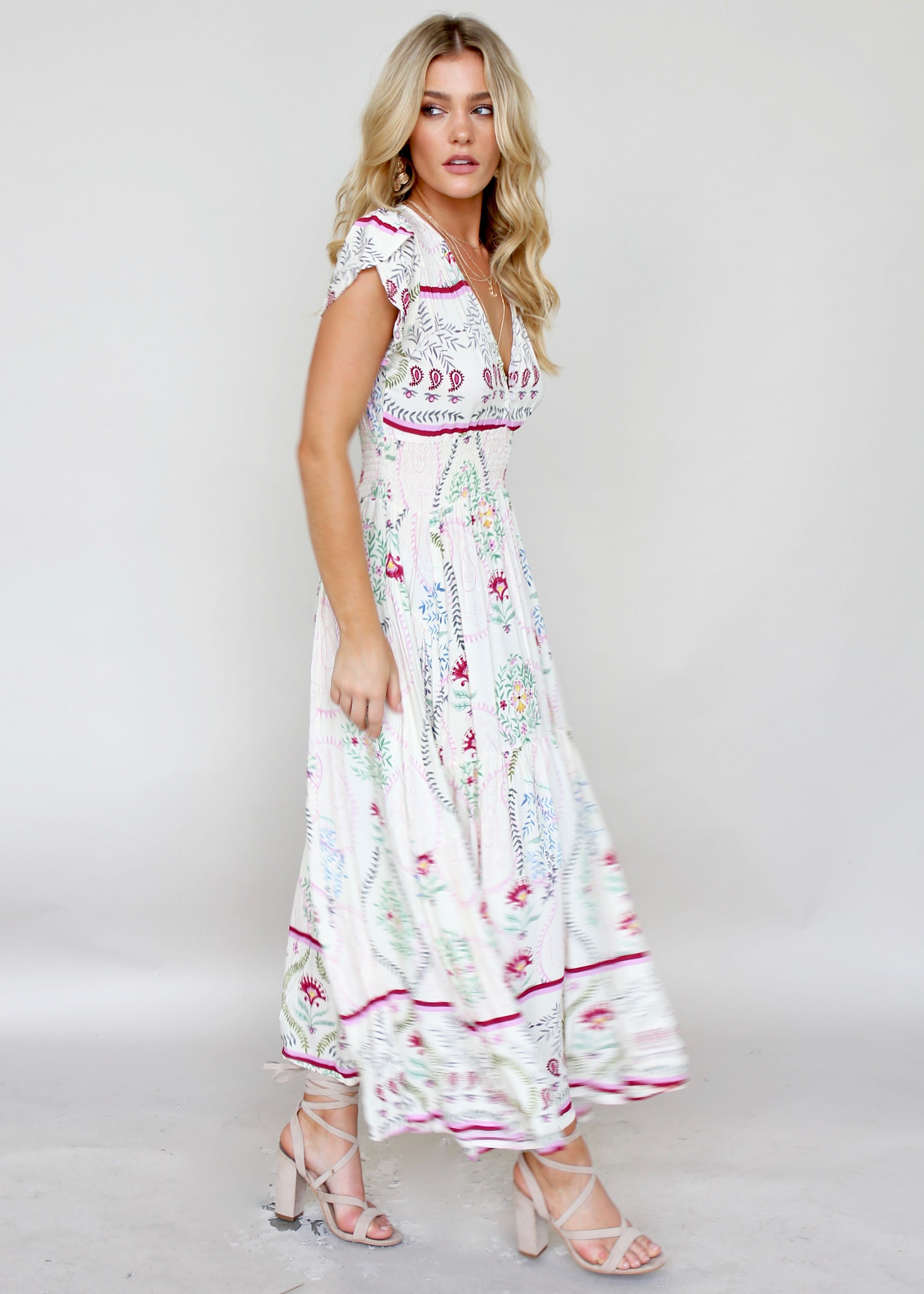 Gabriella Maxi Dress - Champagne Flowers