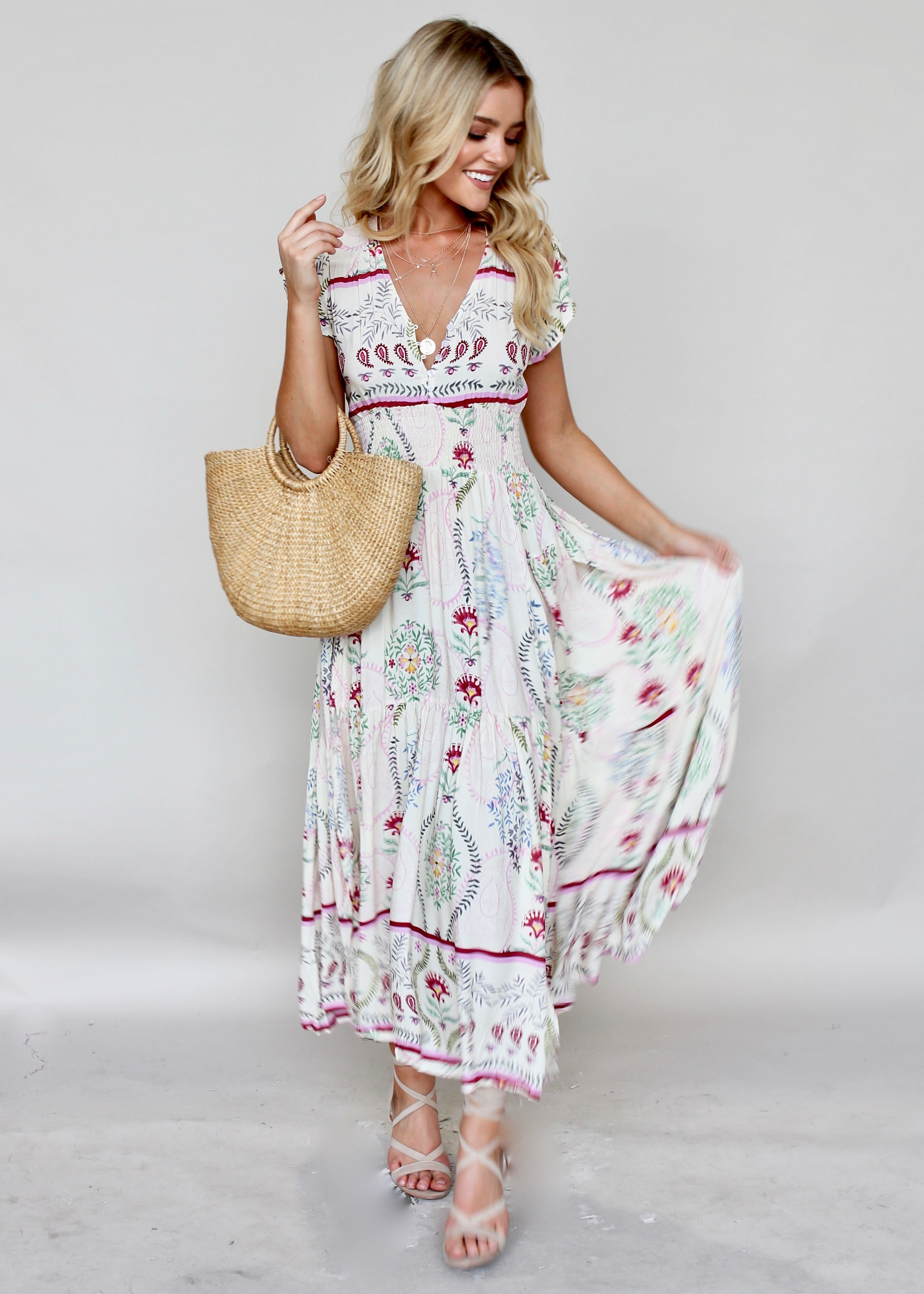 Gabriella Maxi Dress - Champagne Flowers