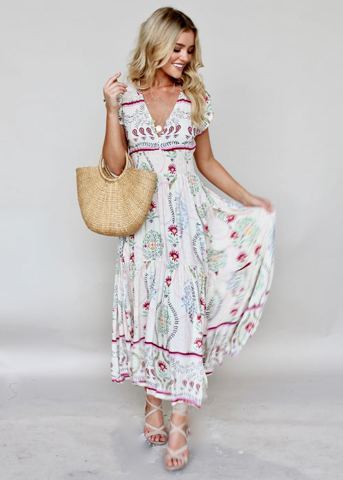 Gabriella Maxi Dress - Champagne Flowers