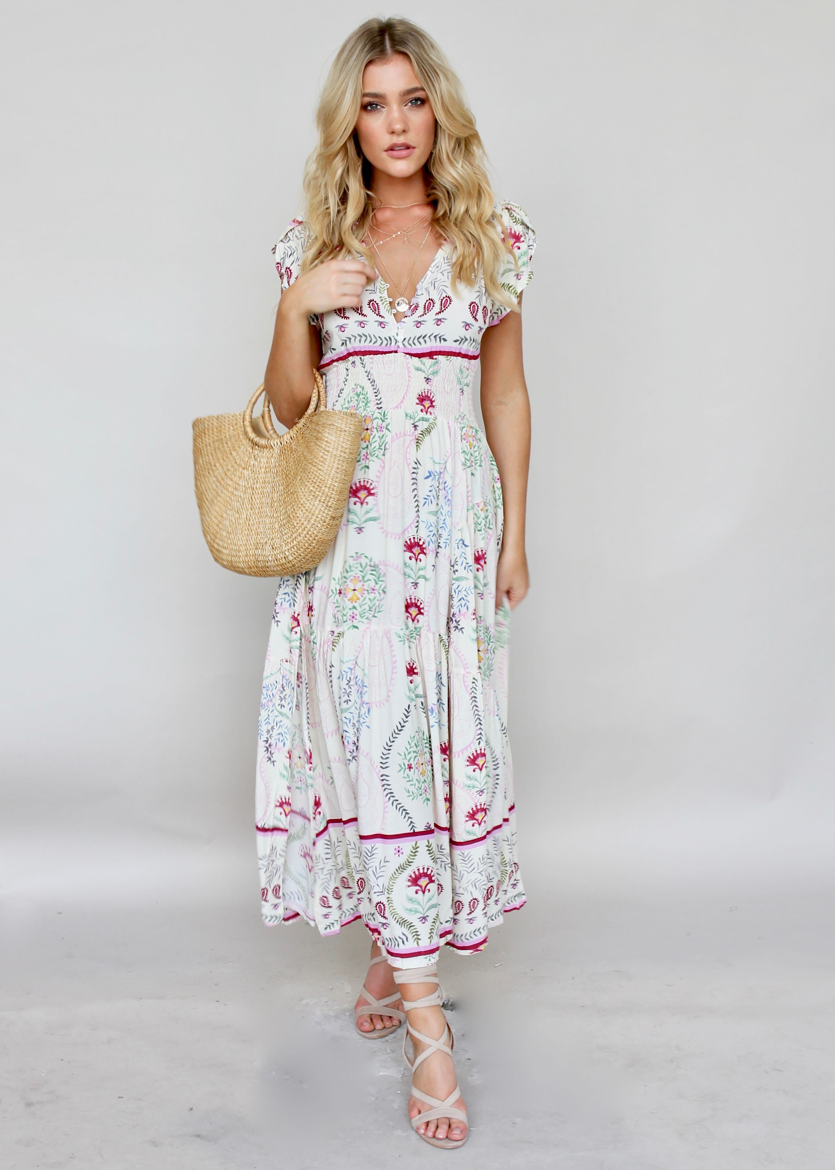 Gabriella Maxi Dress - Champagne Flowers