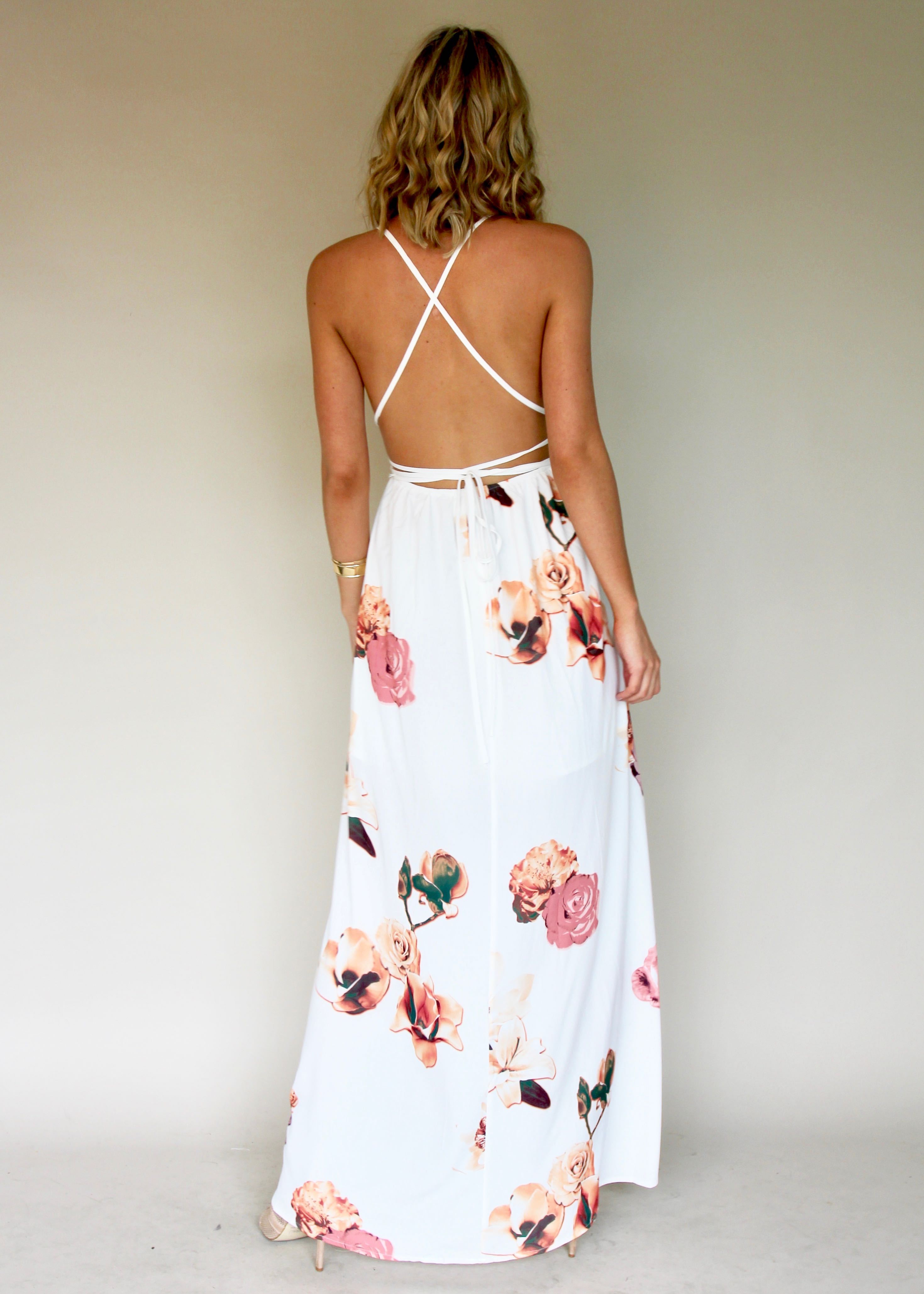 Karmen Halter Maxi Dress - Roses
