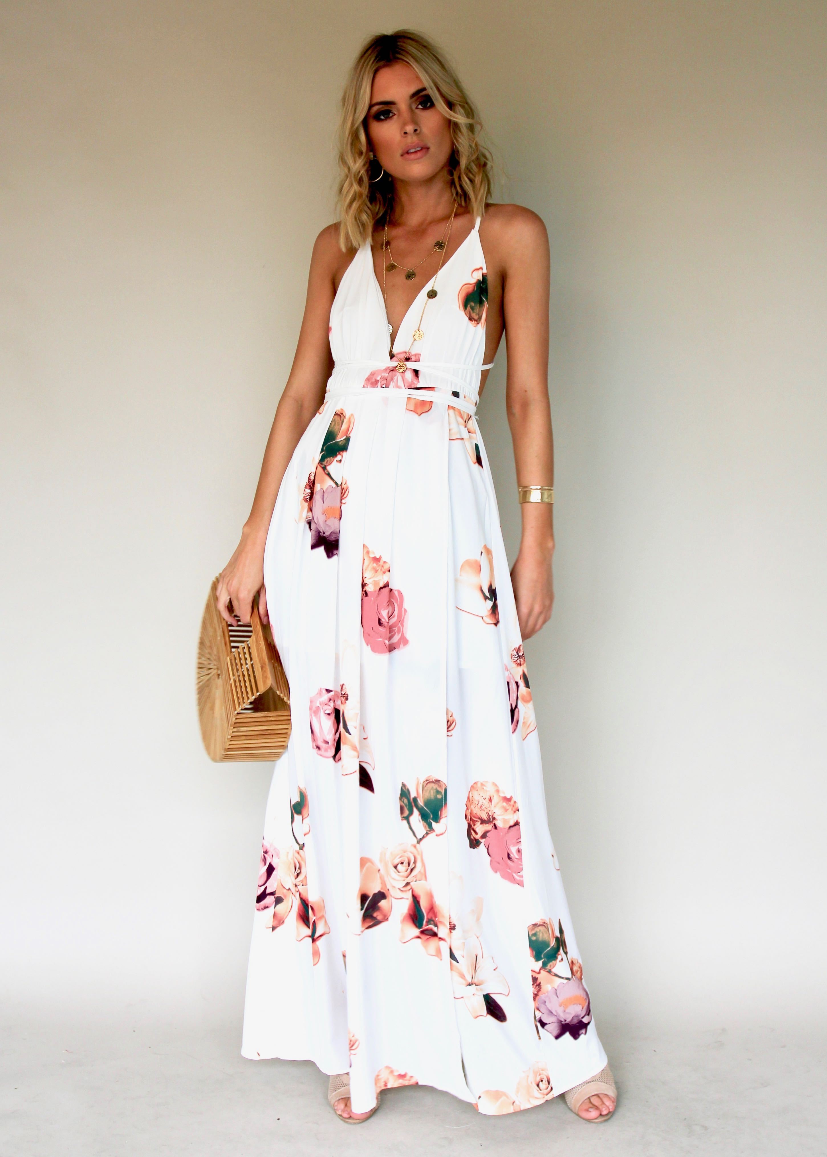 Karmen Halter Maxi Dress - Roses