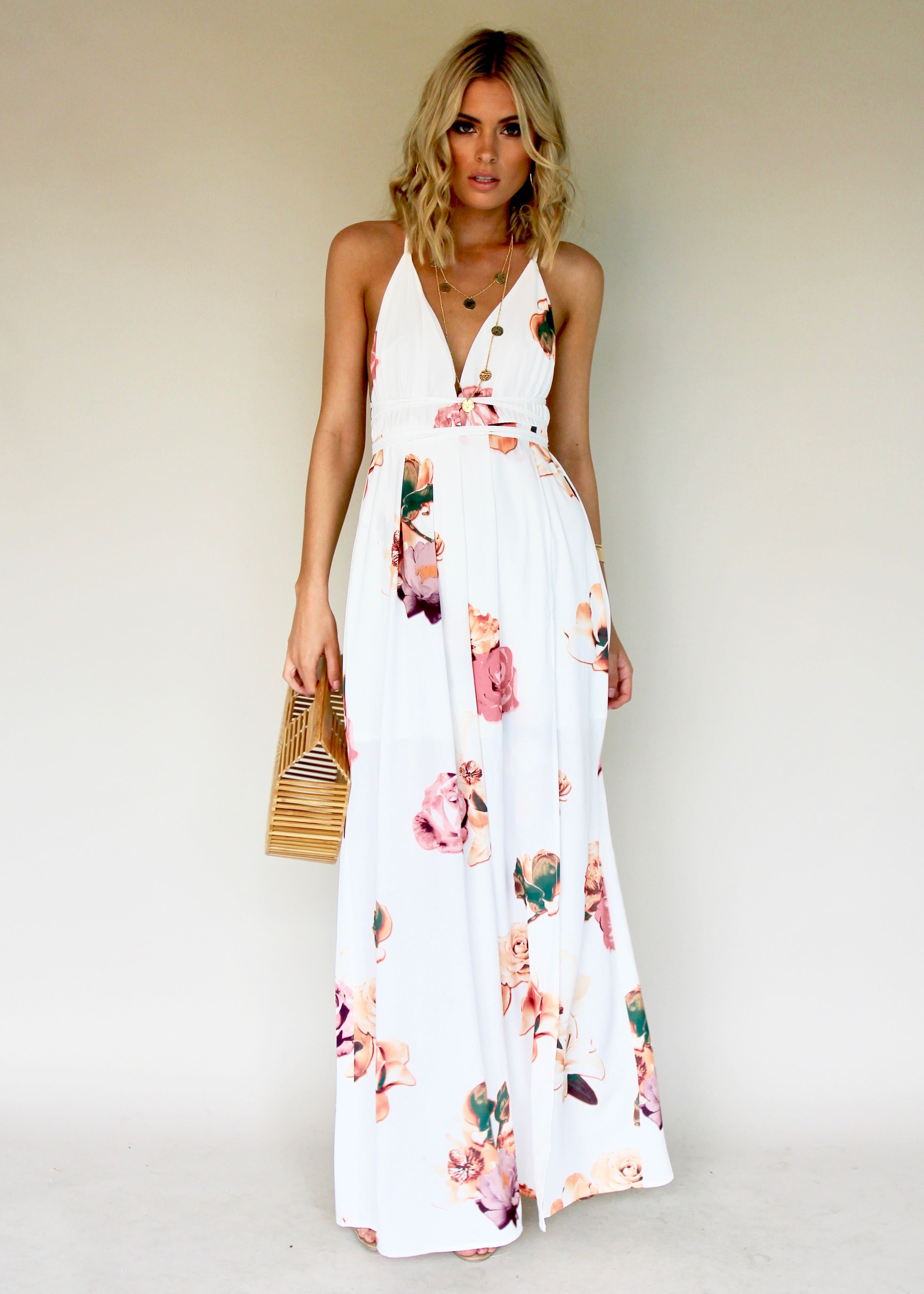 Karmen Halter Maxi Dress - Roses