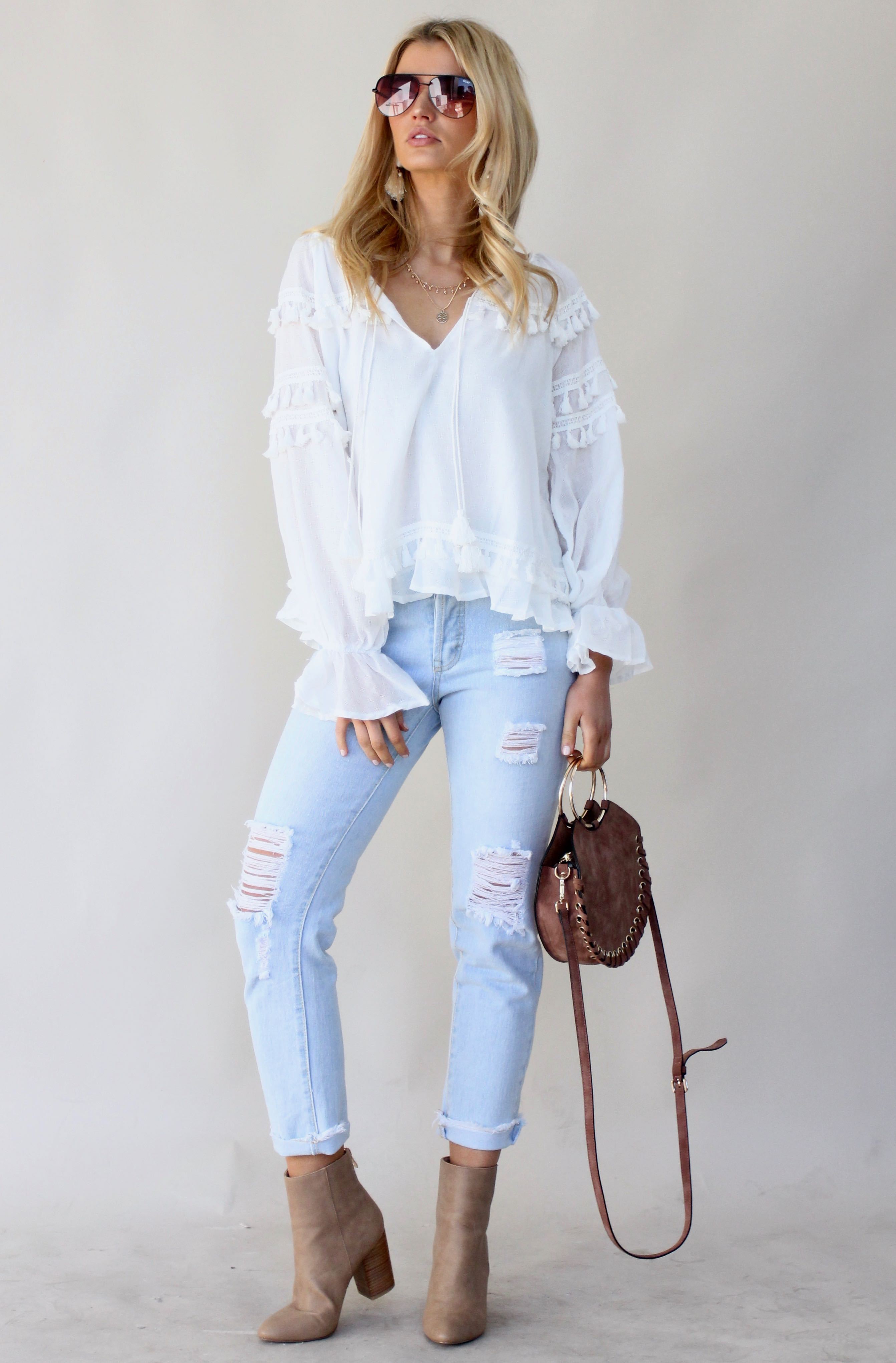 Tomorrowland Tassle Blouse - White