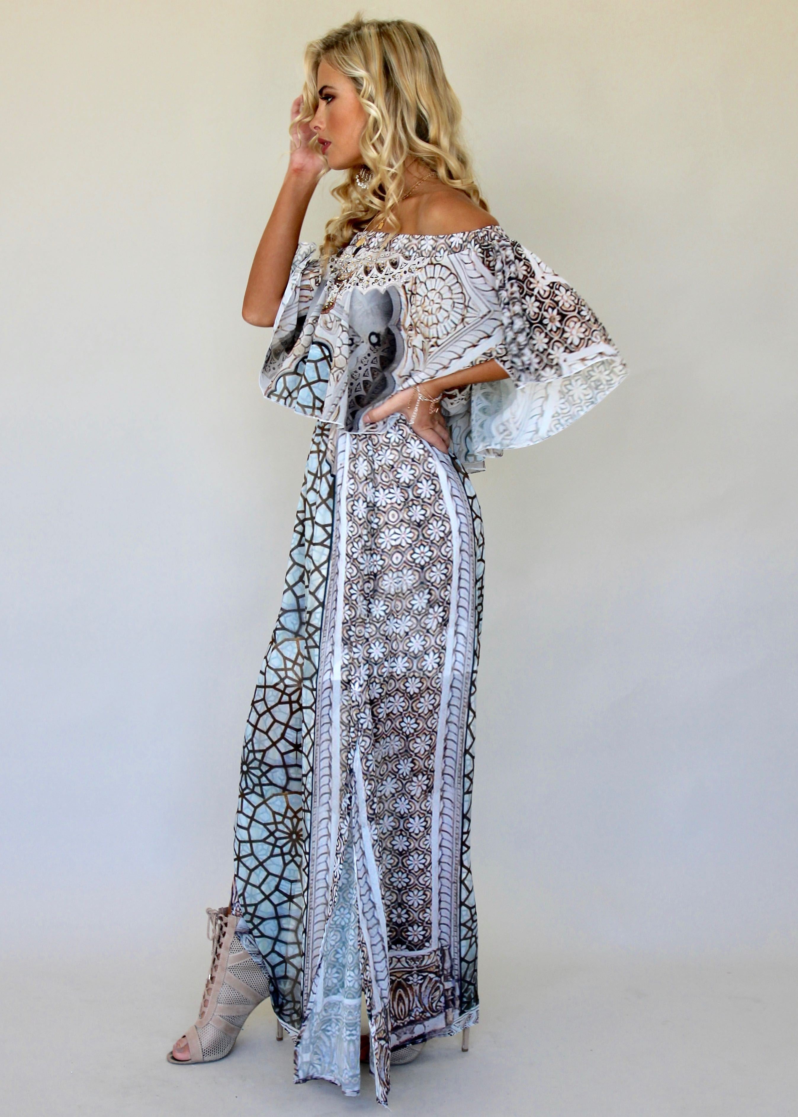 Night Sky Off Shoulder Dress - Mosaic