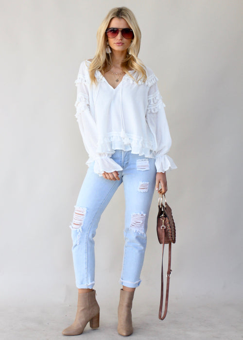 Tomorrowland Tassle Blouse - White