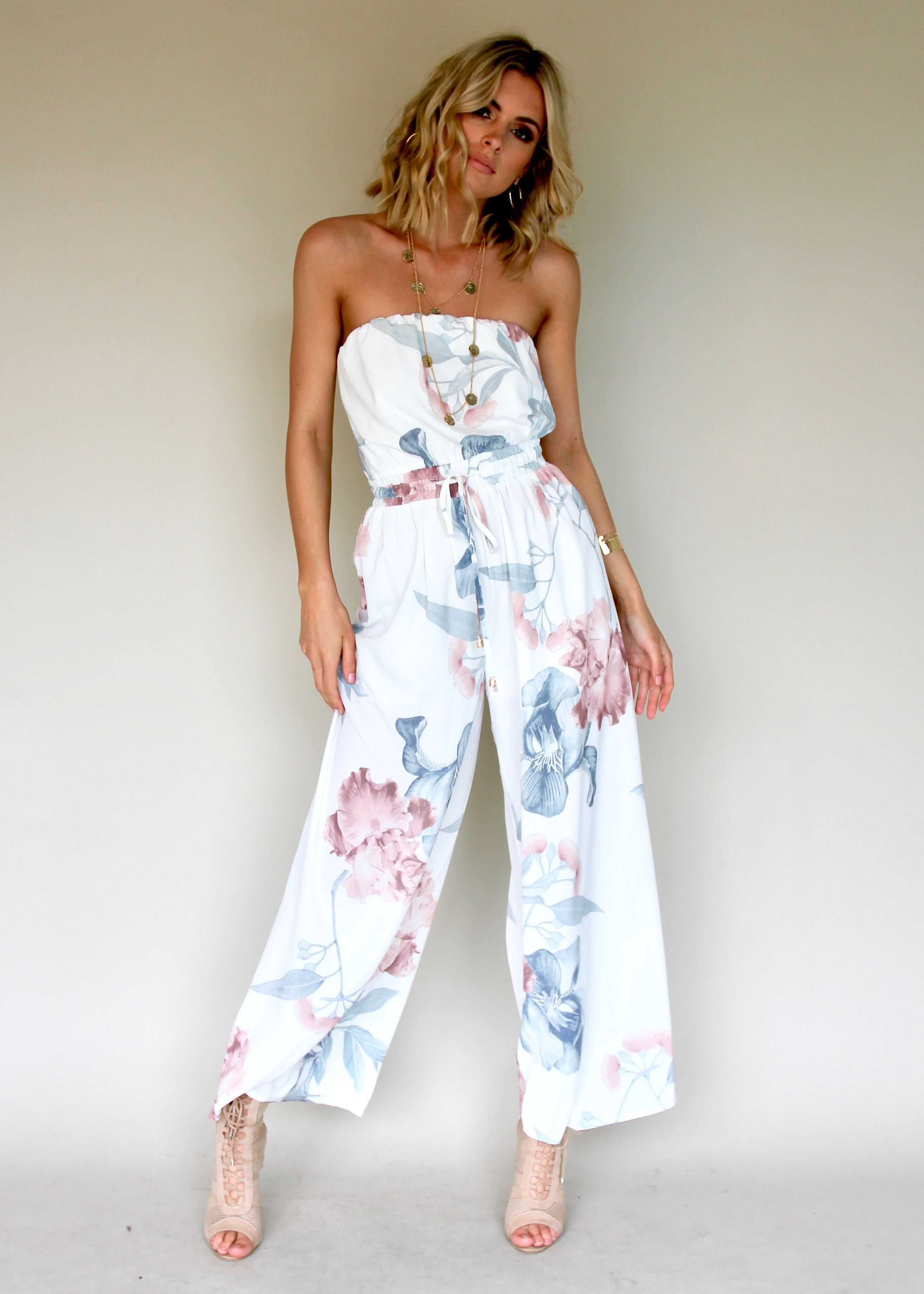 Luminous Love Strapless Pantsuit - Coastal