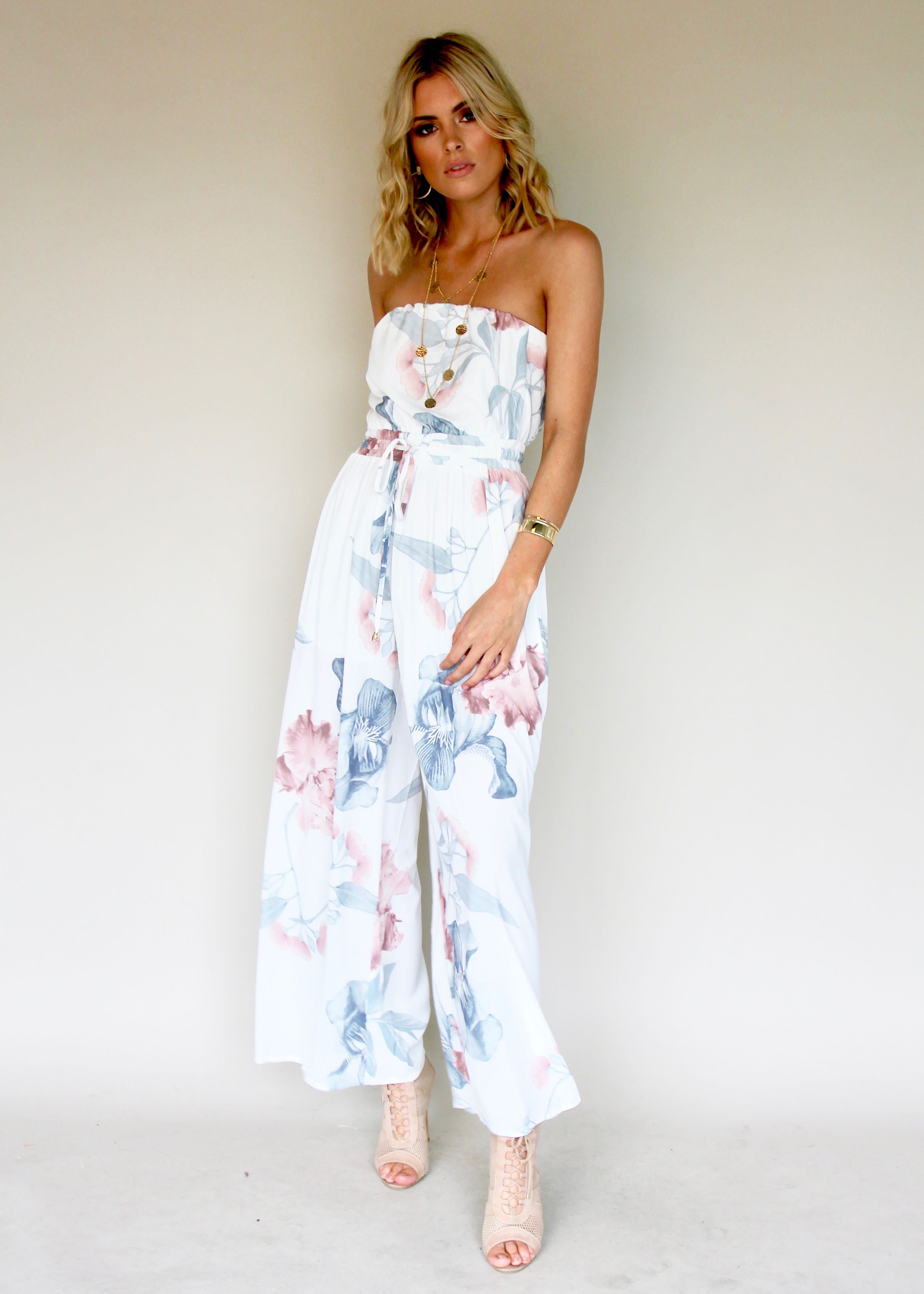 Luminous Love Strapless Pantsuit - Coastal