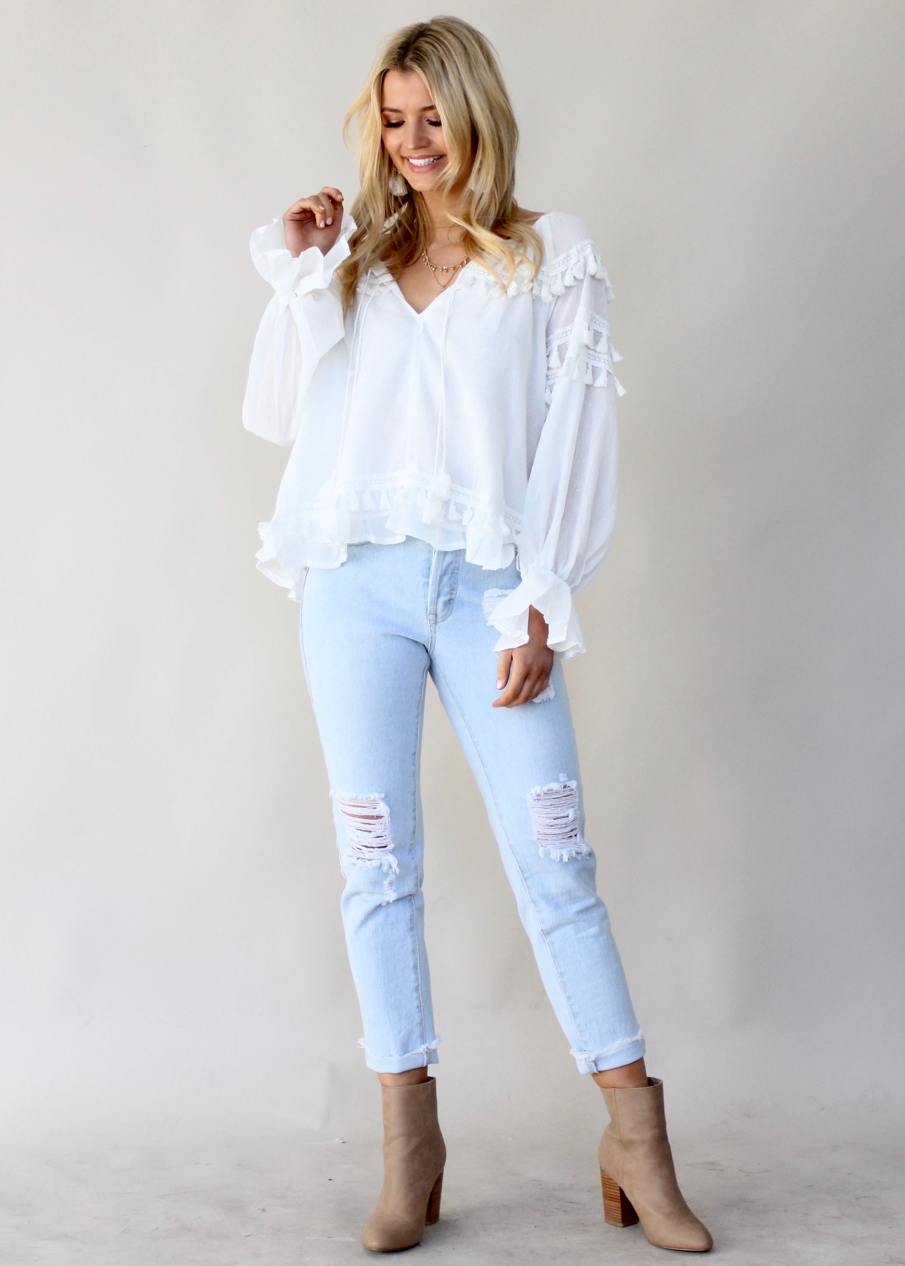Tomorrowland Tassle Blouse - White