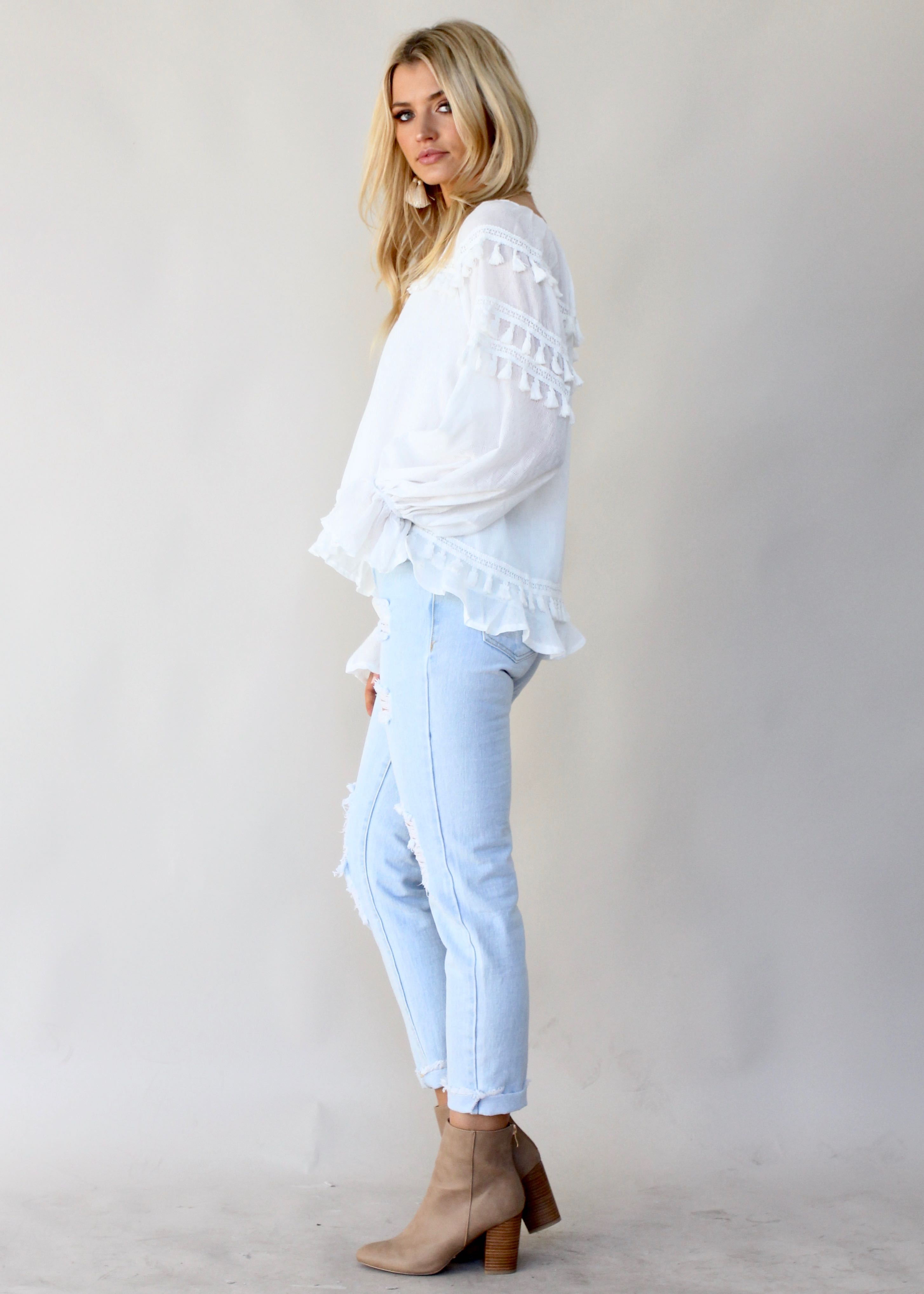 Tomorrowland Tassle Blouse - White
