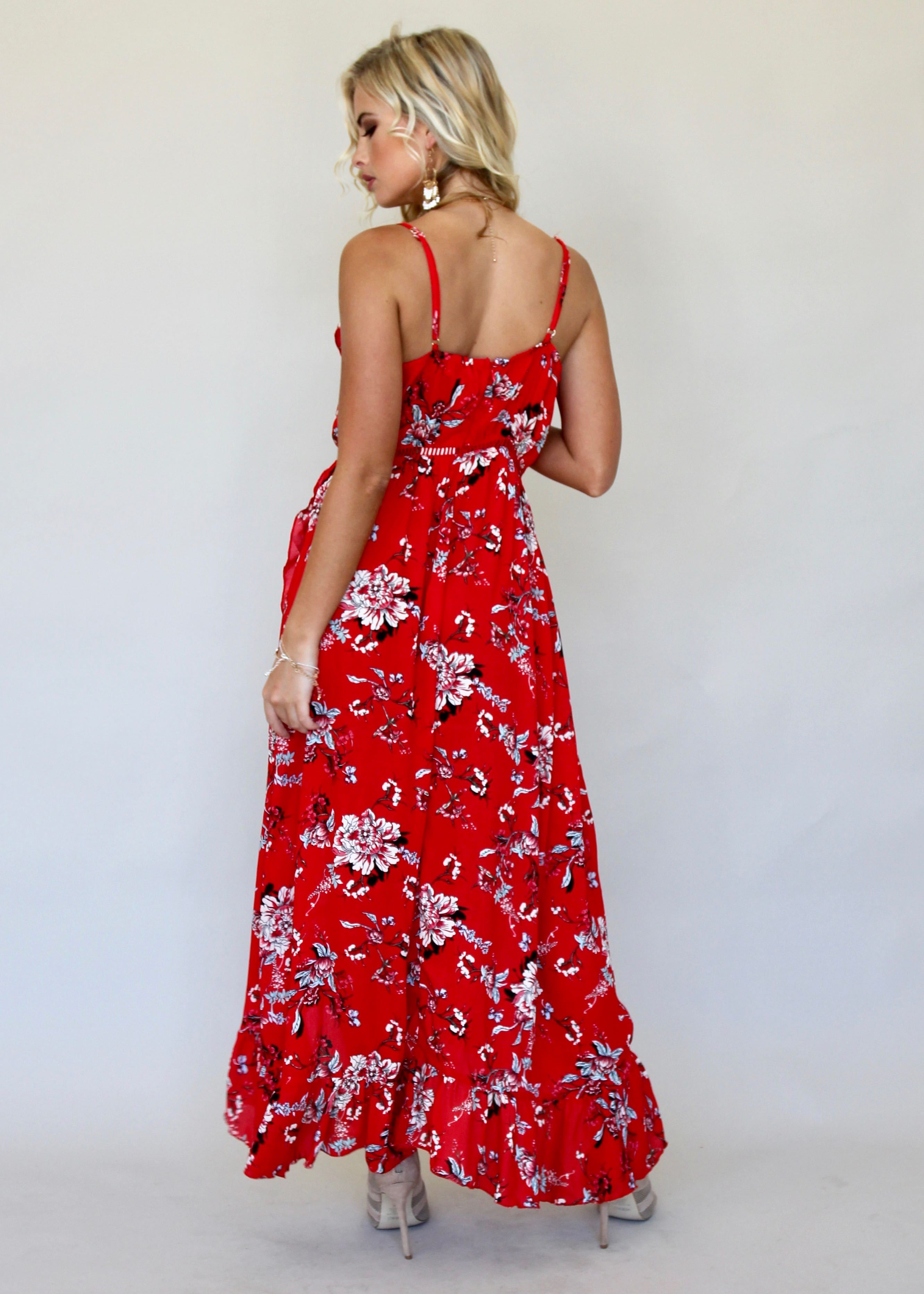 Heavens Drive Maxi Dress - Red