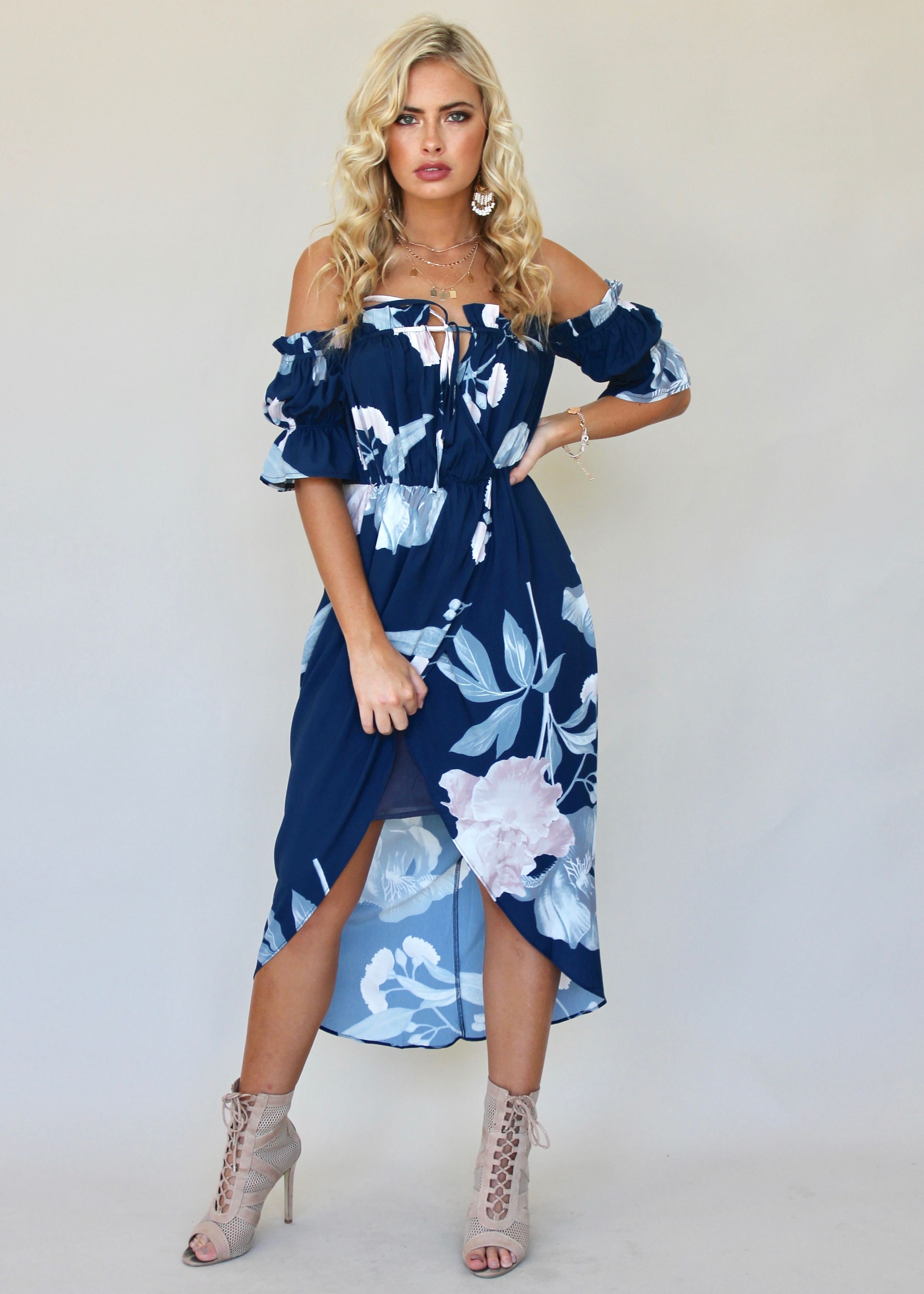 Kiss & Tell Midi Dress - Lapis