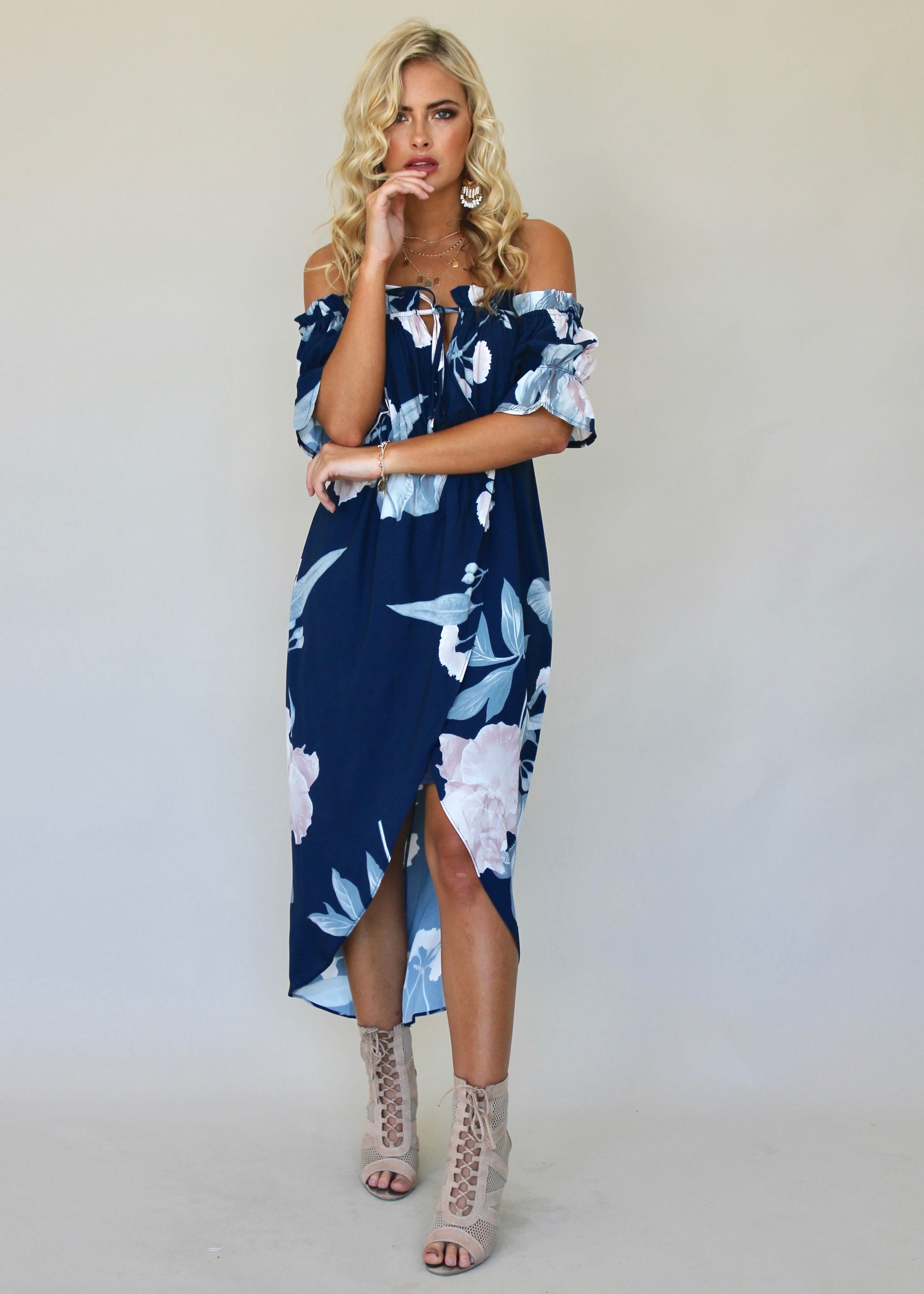 Kiss & Tell Midi Dress - Lapis