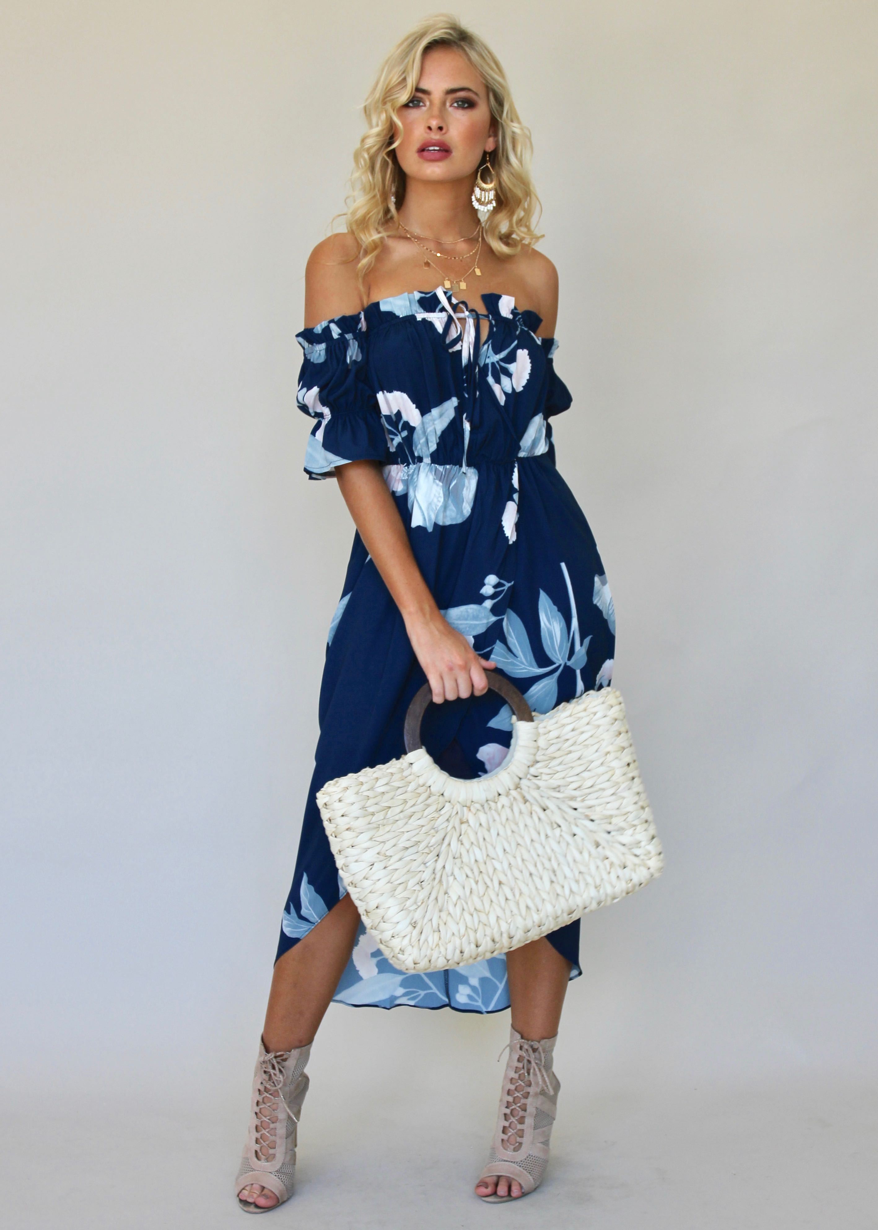 Kiss & Tell Midi Dress - Lapis