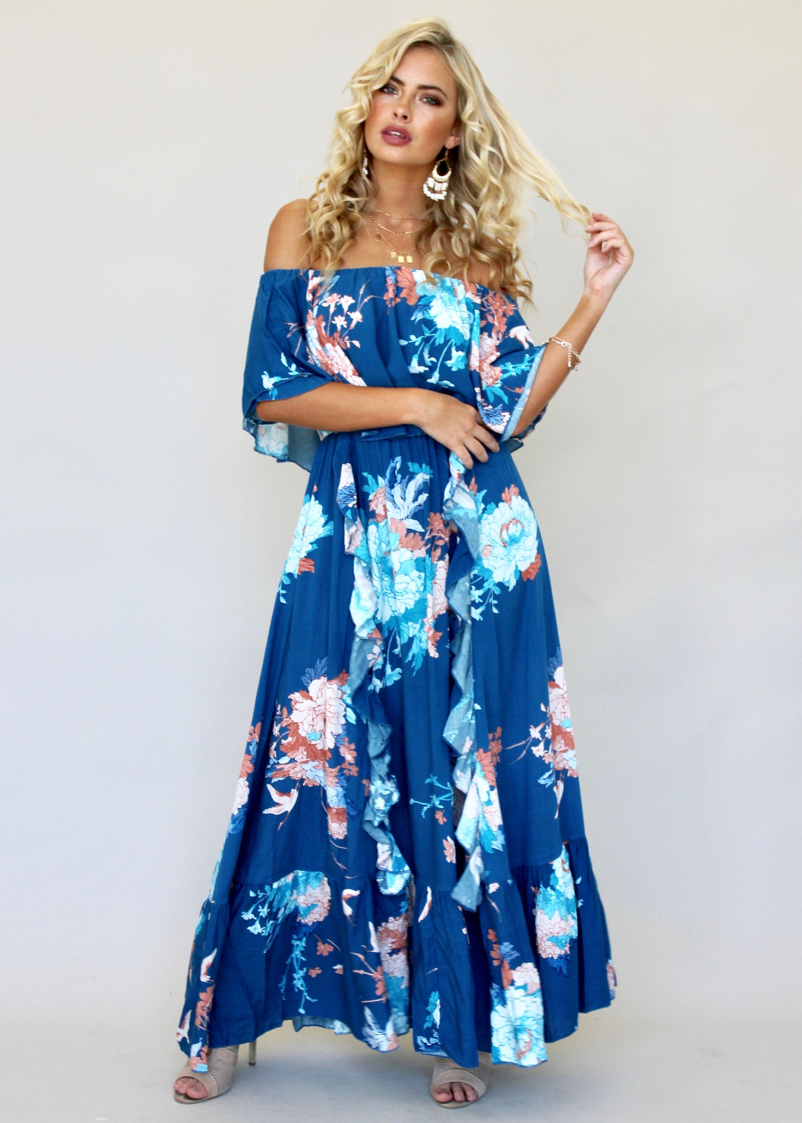 Georgie Off Shoulder Maxi Dress - Carnival