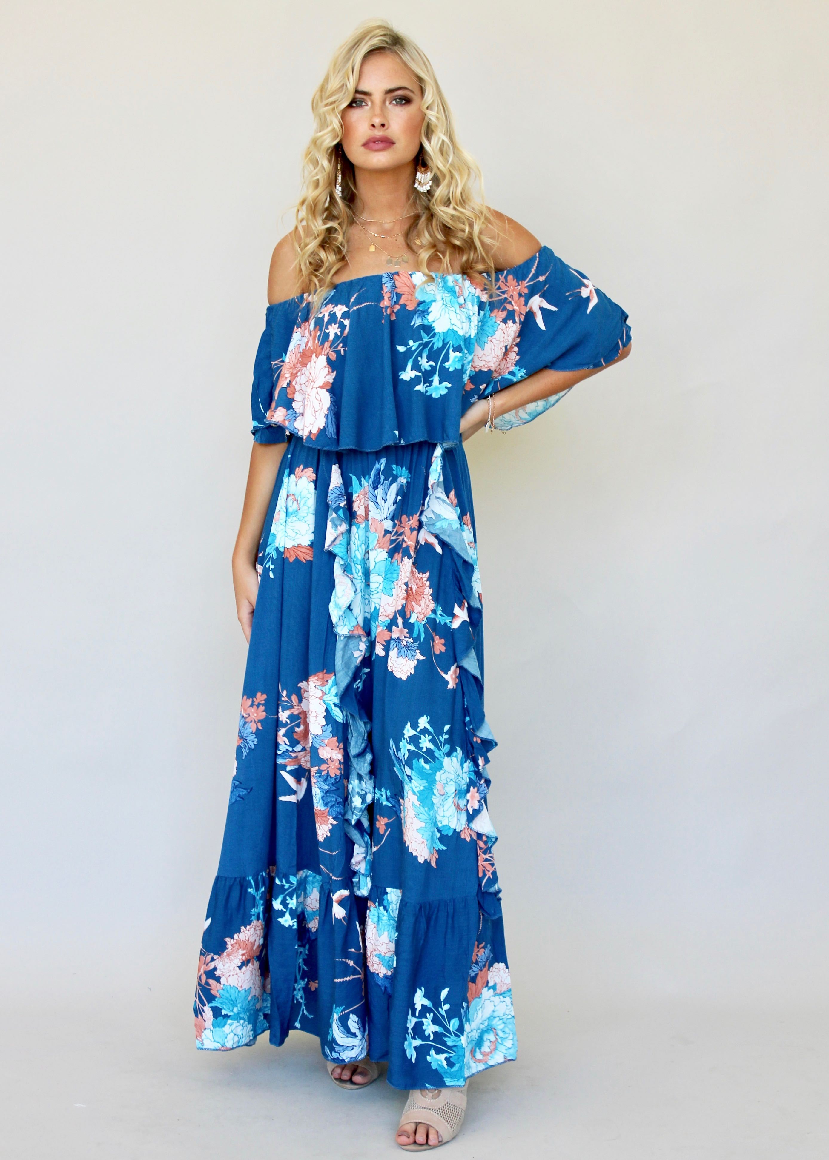 Georgie Off Shoulder Maxi Dress - Carnival
